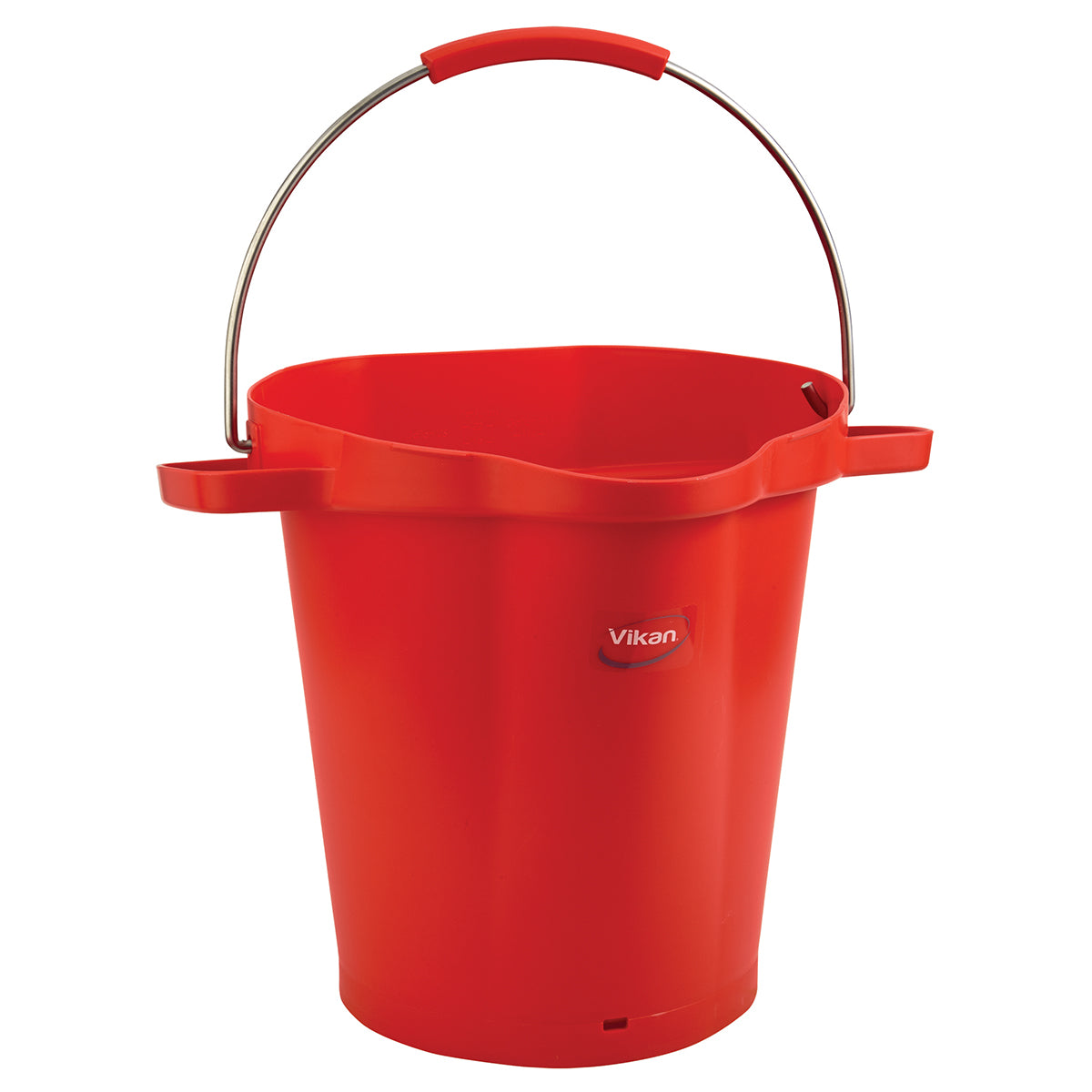 Vikan 5 Gallon Bucket with Stainless Steel Handle - Heavy Duty Plastic Pail for Home, Garden, and Industrial Use - Perfect for Water Storage, Cleaning, Paint Mixing, and DIY Projects (1-Pack)