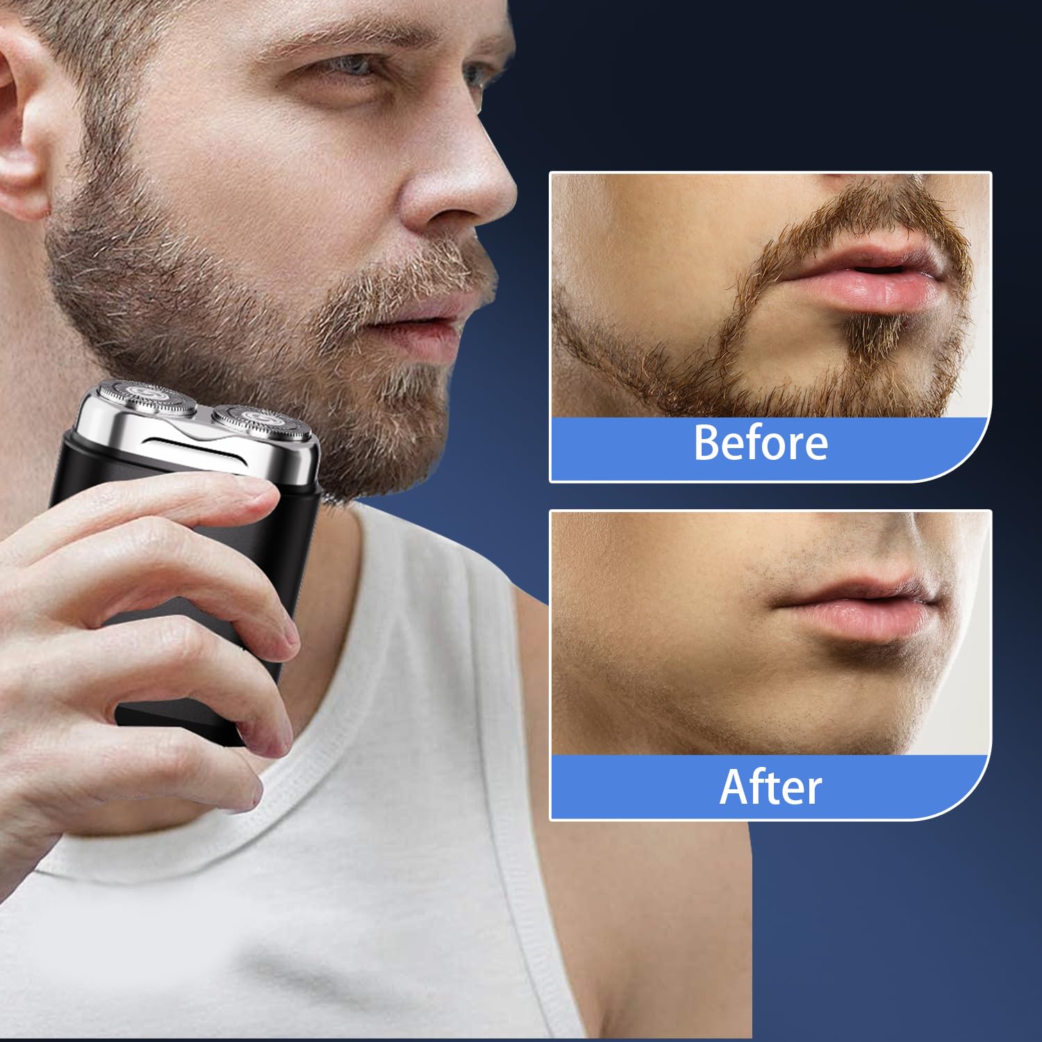 Mini Dual-Head Electric Shaver for Men - Portable Rechargeable Waterproof Razor with Washable Double Heads | Perfect for Home, Car, Travel & On-The-Go Grooming