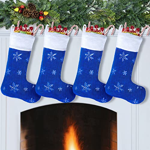 4 Pack Blue Silver Snowflakes