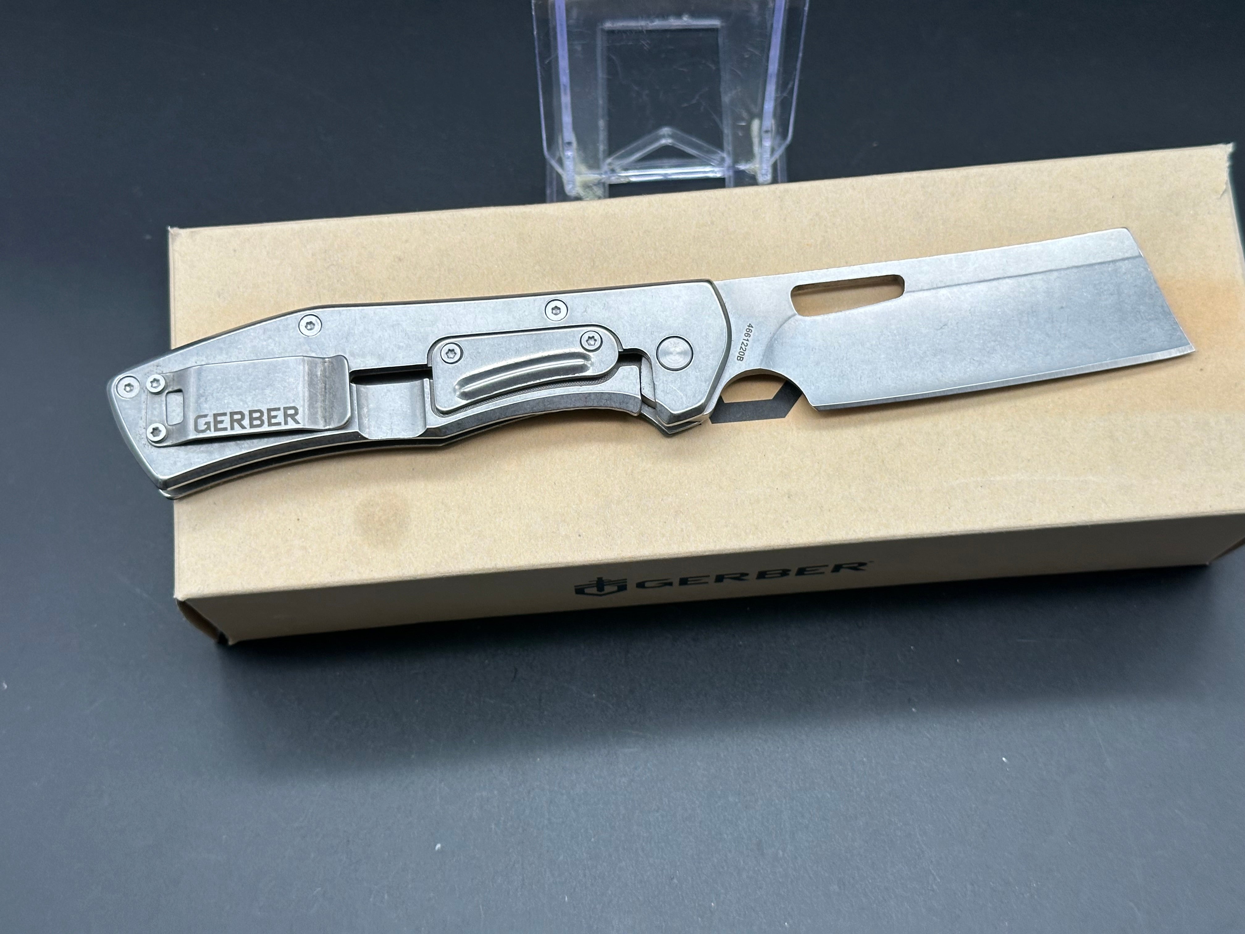 Gerber FlatIron Cleaver Frame Lock Knife - Dark Gray Aluminum Handle, 3.5