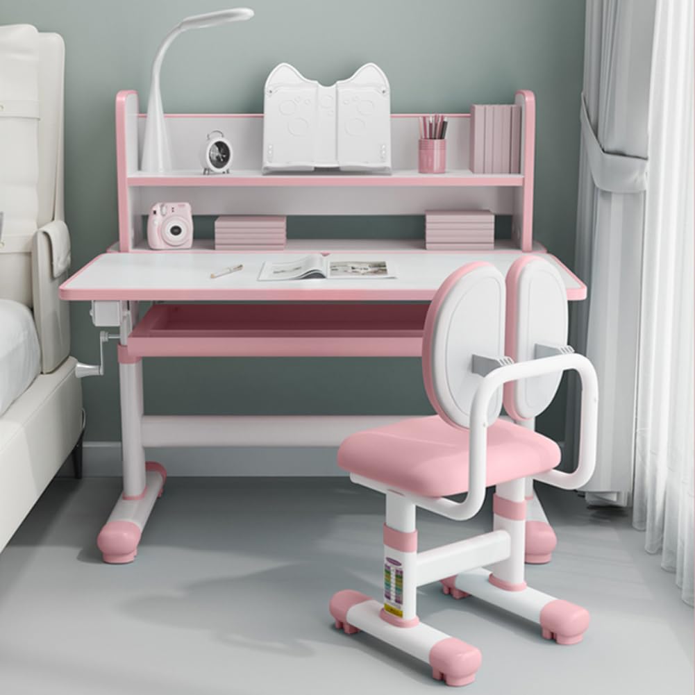 Adjustable Kids Desk & Chair Set with LED Light & Storage - Study & Homework Station for Children