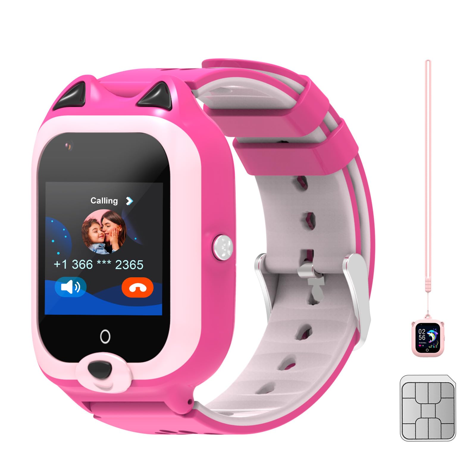 4G Kids Smart Watch for Boys & Girls - Unlocked SIM Card, GPS Tracker, Video Calling, SOS Alarm, 7 Puzzle Games, Waterproof Wrist Phone Watch with Silicone Lanyard - Perfect for School, Outdoor Play & Family Safety