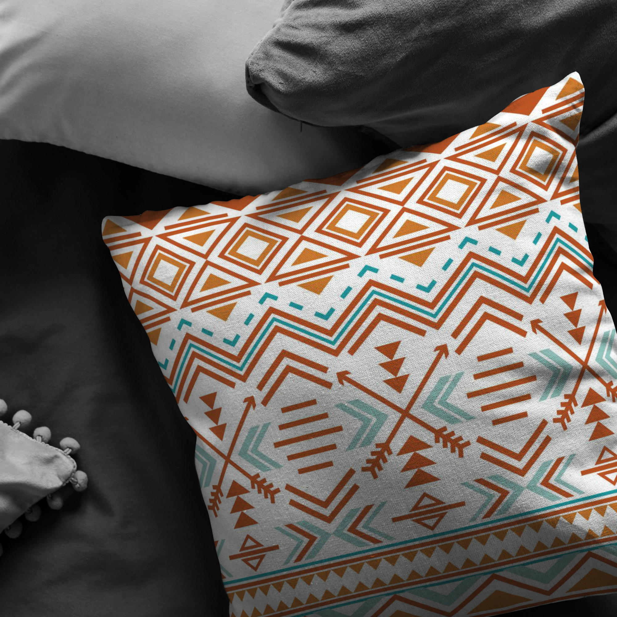 Southwestern Accent Pillow - Decorative Throw Cushion for Sofa, Bed & Chair - Boho Chic Home Decor for Living Room & Bedroom