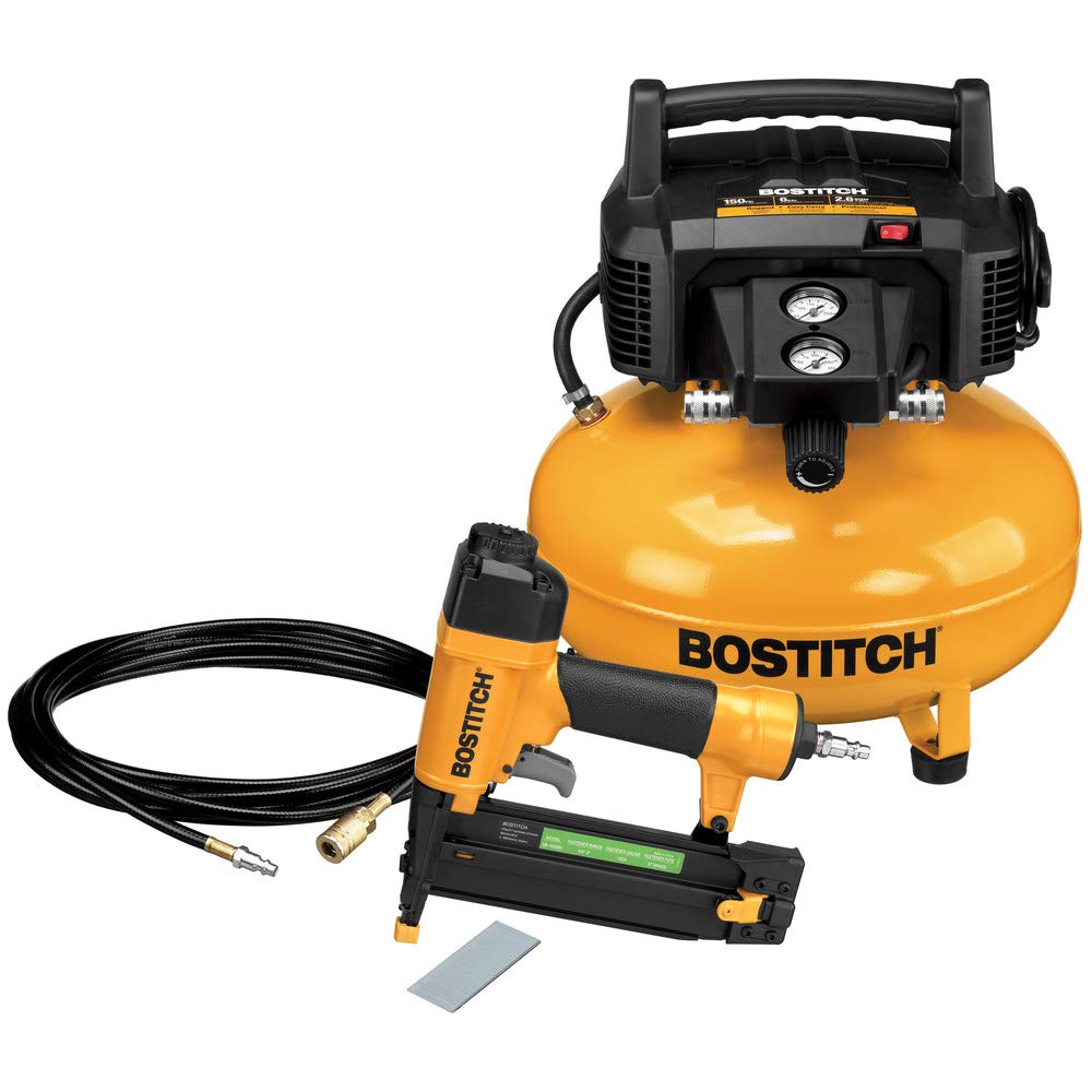 Bostitch BTFP1KIT 1-Tool and Compressor Combo Kit - Pneumatic Nailer & Air Compressor Set for Woodworking, Framing, Roofing & DIY Projects