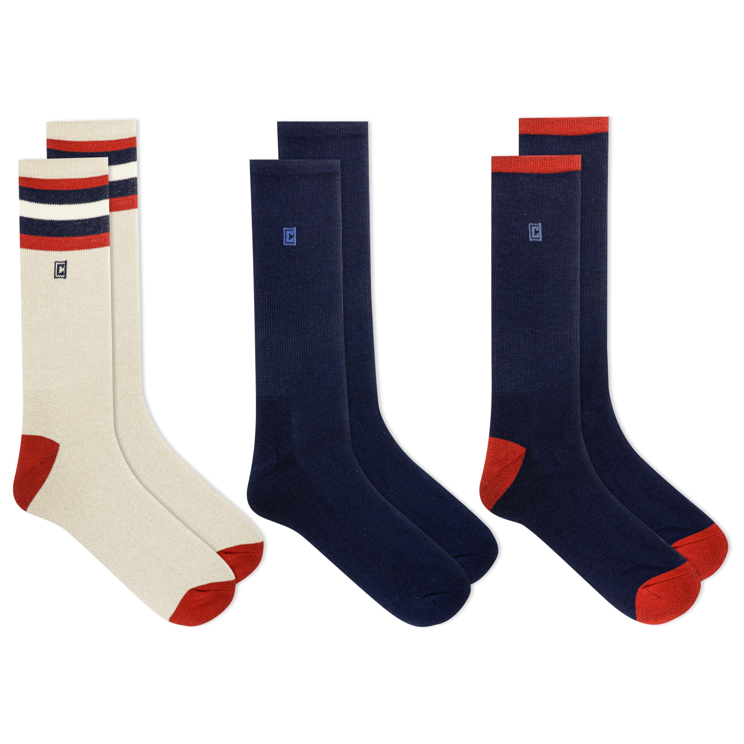 Chaps Men's Casual Flag Stripe Crew Socks - 3 Pair Pack, Comfortable Cotton Blend Socks for Daily Wear, Workout & Outdoor Activities