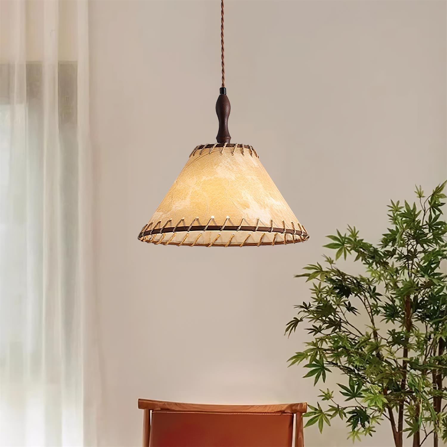 Modern Fabric Pendant Lamp - Handwoven Rattan Hanging Light for Dining Room, Bedroom, Living Room & Kitchen | Boho Chic Ceiling Fixture with Warm Ambient Lighting
