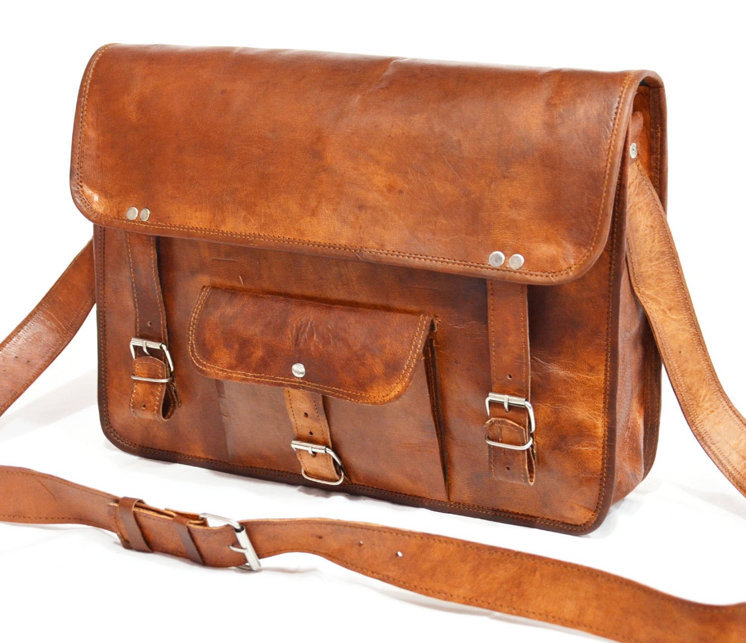 Vintage Leather Messenger Bag for Men - Retro Shoulder Satchel Briefcase with Laptop Compartment - Perfect for Work, Travel & Business Meetings
