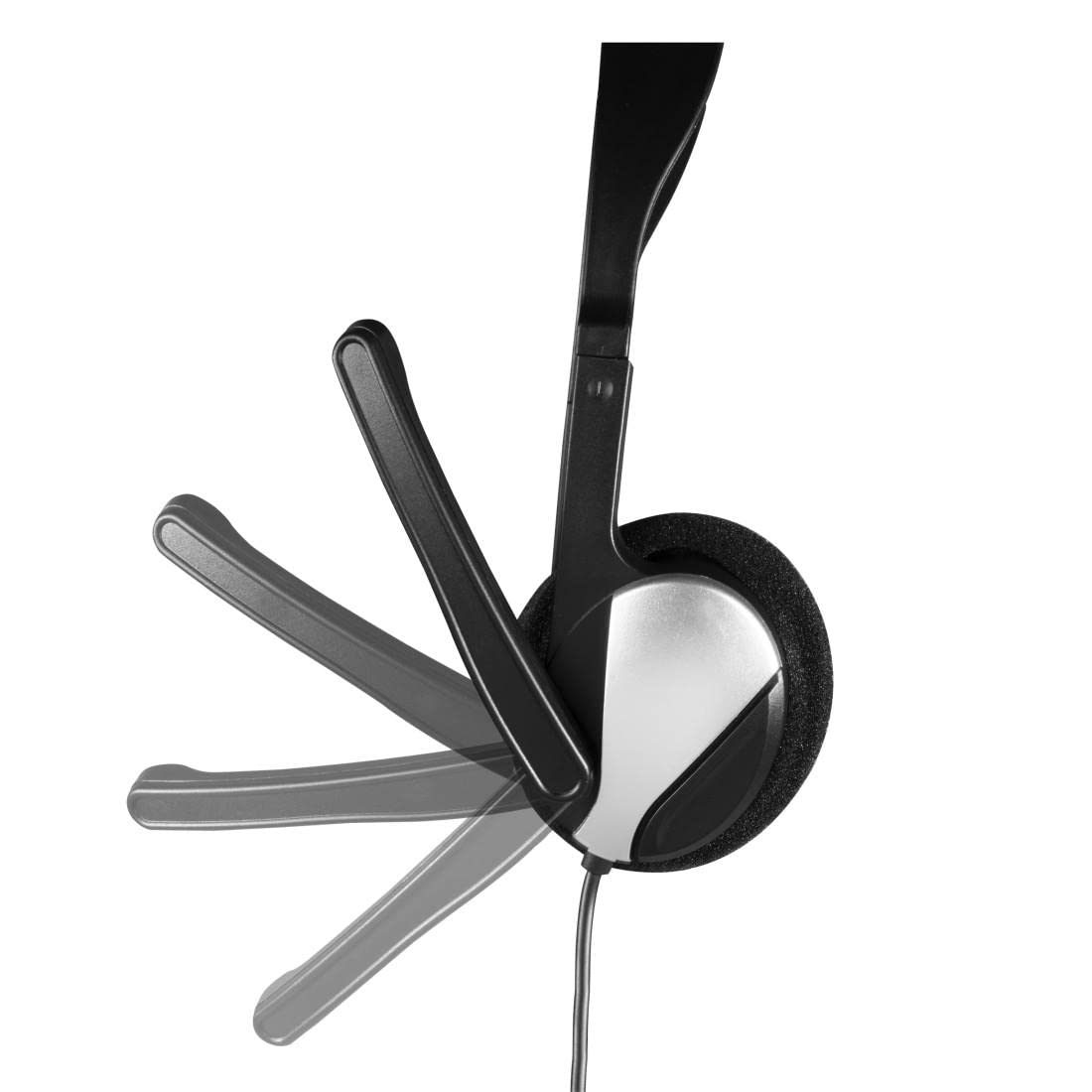 Hama HS-P100 Lightweight On-Ear Stereo Headset with Microphone & Volume Control - 2m Cable, 3.5mm Jack - Perfect for PC Gaming, Online Classes & Remote Work (Black)