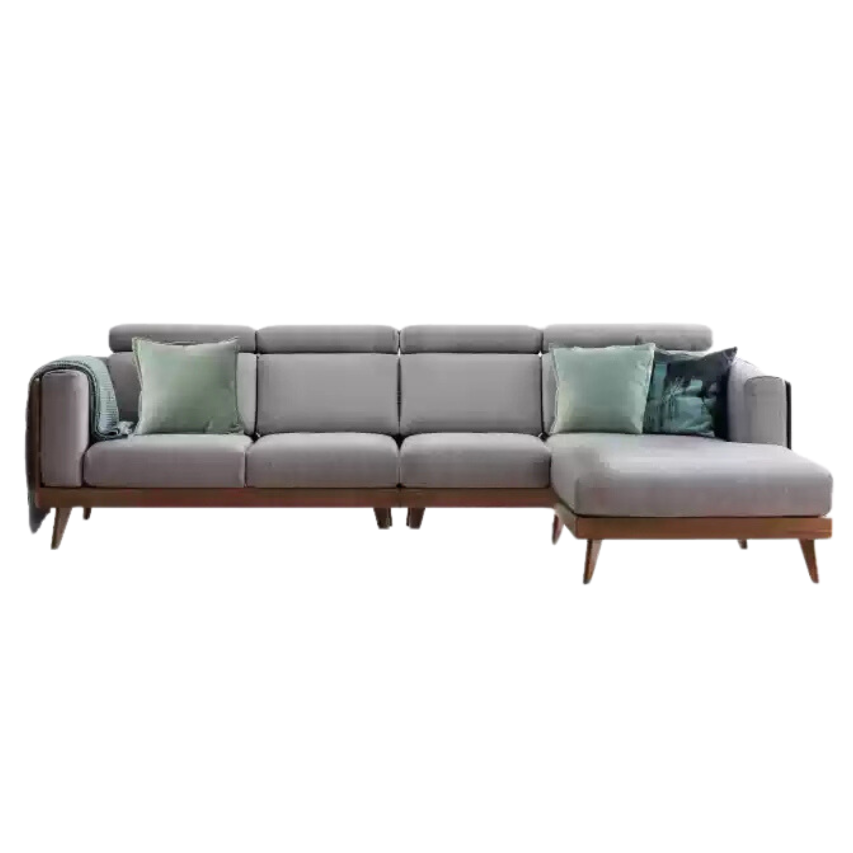 Premium Black Walnut & Ash Solid Wood Adjustable Headrest Sofa - Modern Living Room Furniture for Relaxation & Comfort
