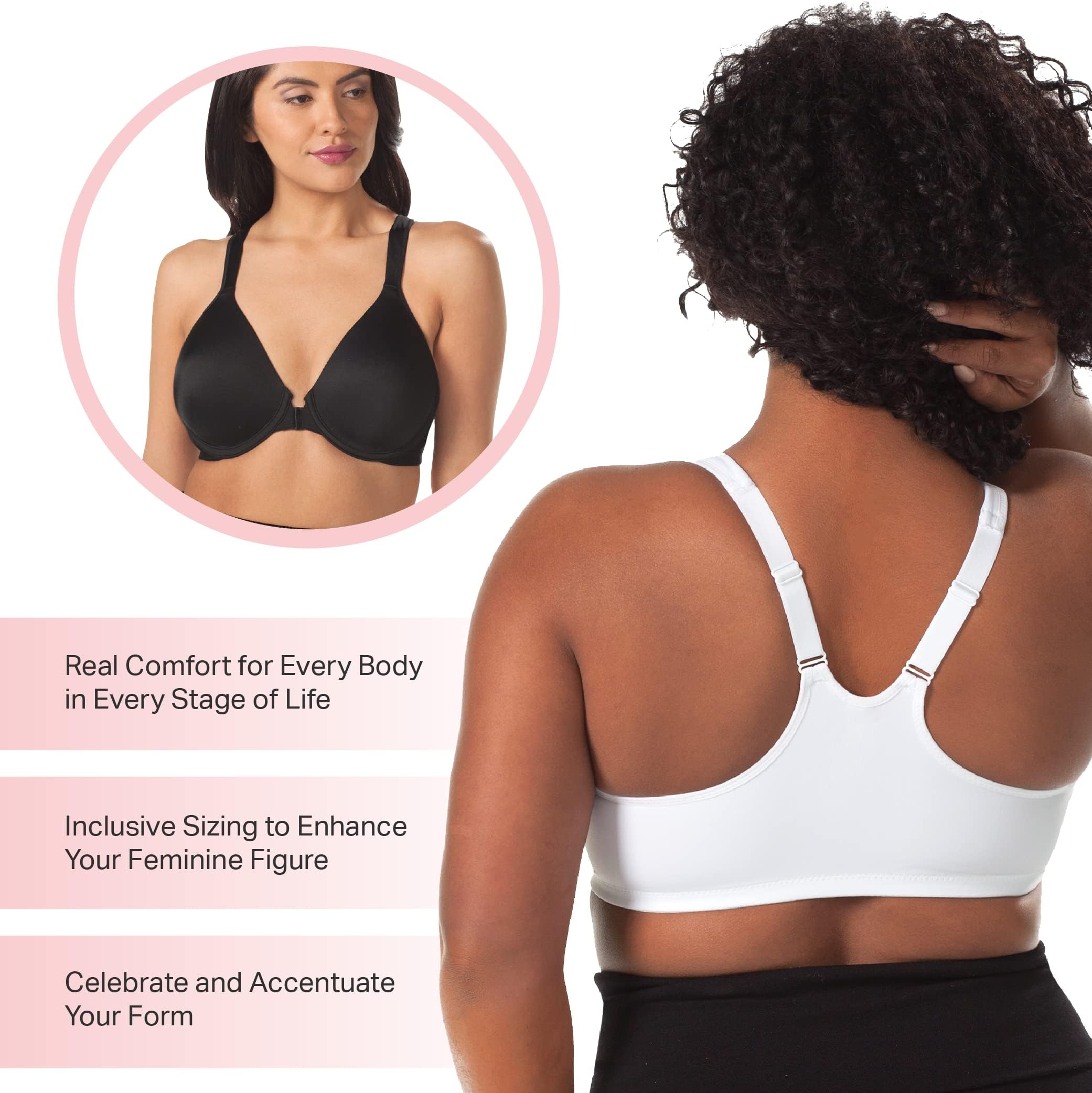 LEADING LADY Brigitte Racerback Front-Closure Bra - Molded, Padded, Seamless T-Shirt Bra for Women | Plus Size Support | Comfortable Everyday Wear for Workouts, Yoga & Daily Activities