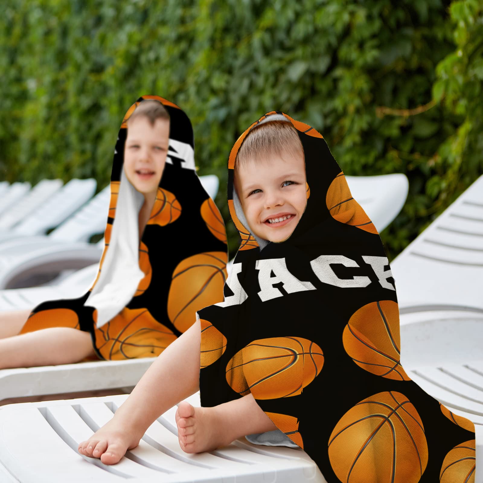 Personalized Custom Name Basketball Beach Towels for Kids & Toddlers - Soft Cotton Microfiber Pool Towels for Boys, Travel, Swimming, Summer Fun - Perfect for Beach Outings, Pool Parties and Sports Events