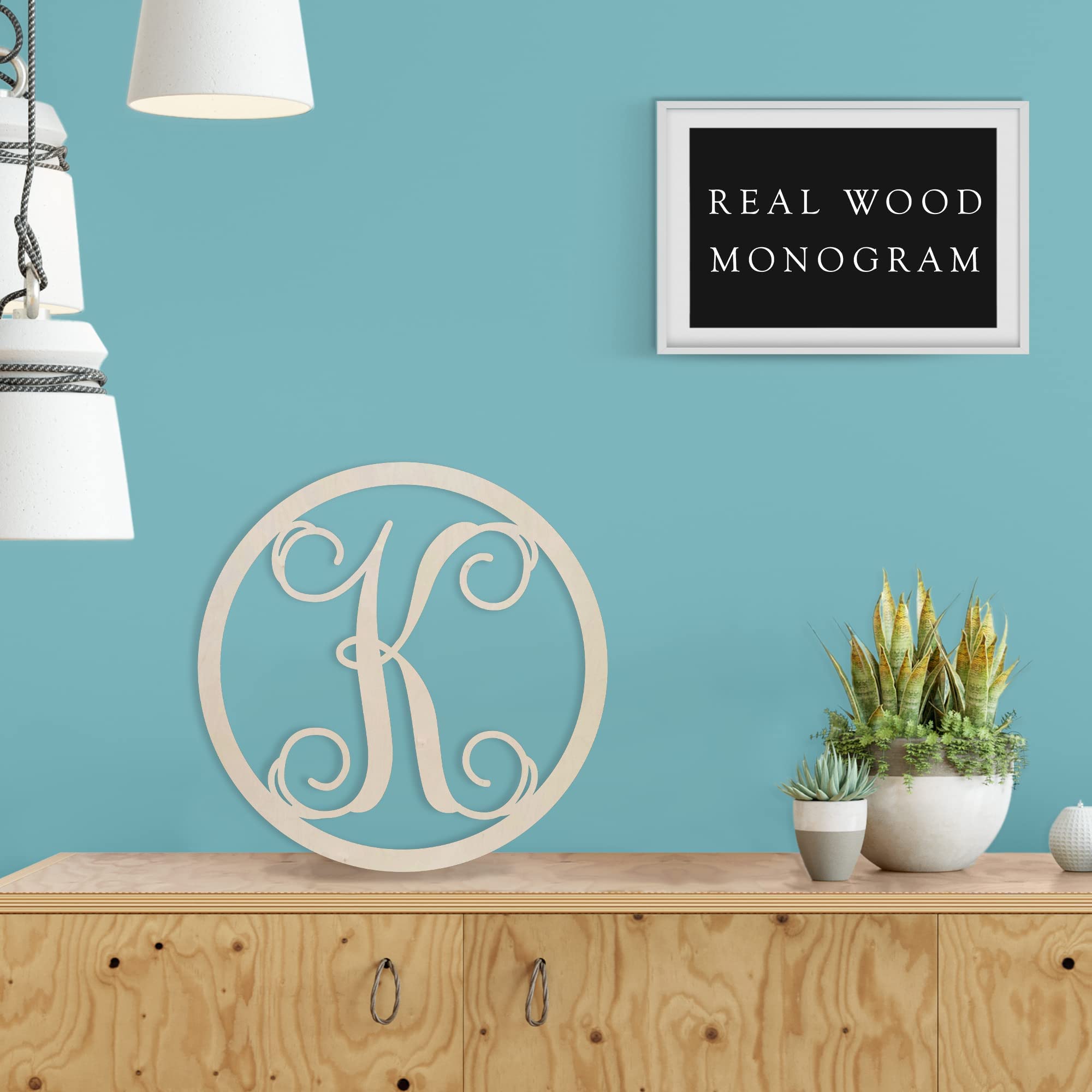 DIY Unfinished Wood Letters for Nursery Decor - Vines Circle Letter for Home & Crafts