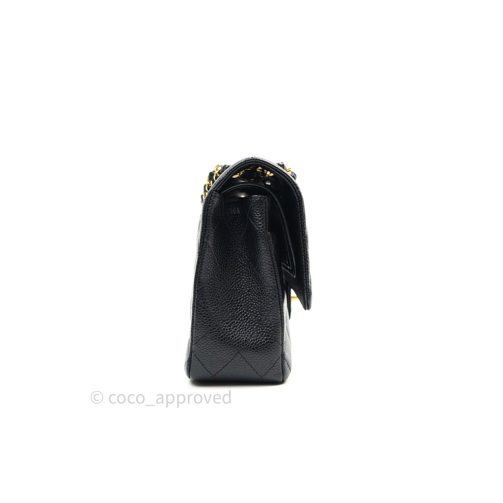 Chanel Classic M/L Medium Double Flap Bag in Black Caviar Leather with 24K Gold Hardware - Luxury Handbag for Women, Perfect for Work, Evening Events & Special Occasions