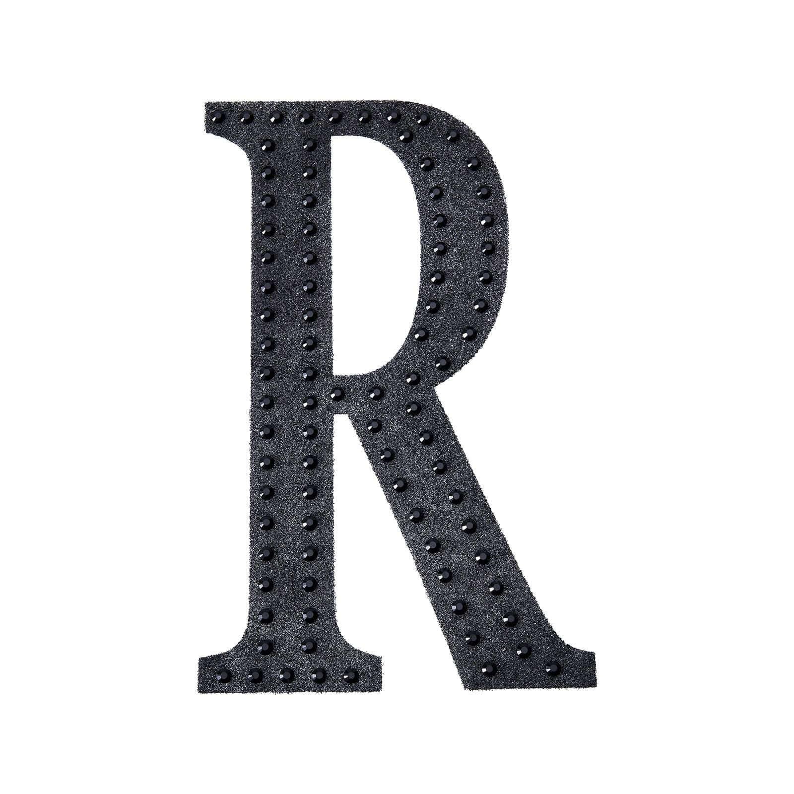 Efavormart 8 Inch Self-Adhesive Black Rhinestone Letter R Stickers - DIY Crafts, Scrapbooking, Graduation Cap Decor, Wedding & Birthday Party Supplies - Perfect for Home Decor, Gift Wrapping, and Personalized Projects