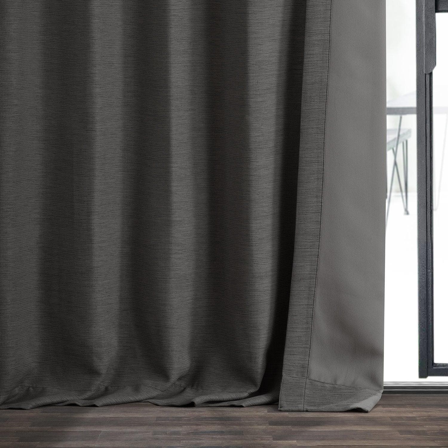 Armour Grey Textured Bellino Blackout Curtains for Bedroom & Living Room - Noise Reducing Thermal Insulated Window Drapes for Home Decor