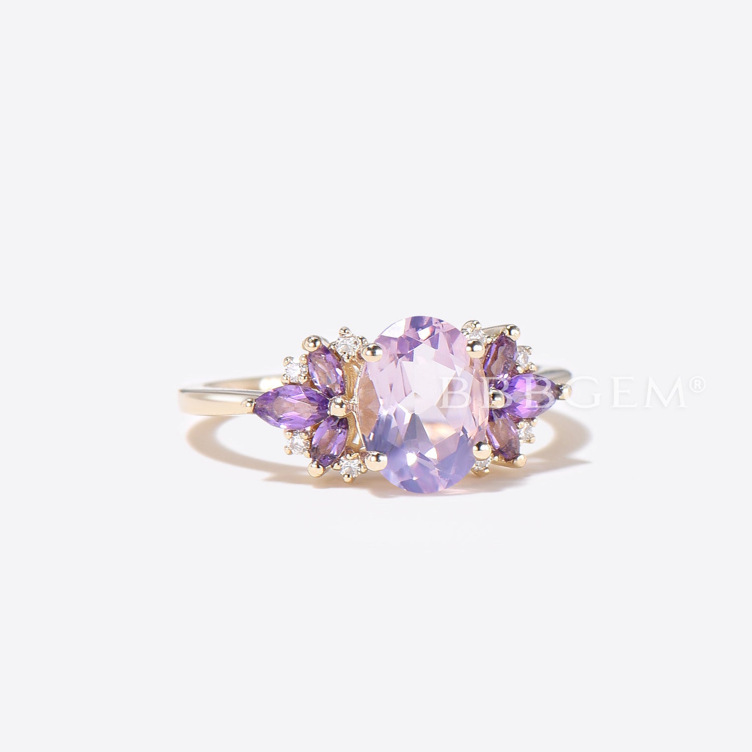 Oval Cut Lavender Amethyst Engagement Ring - Vintage Cluster Wedding Band for Women | Perfect for Proposals, Anniversaries & Romantic Occasions