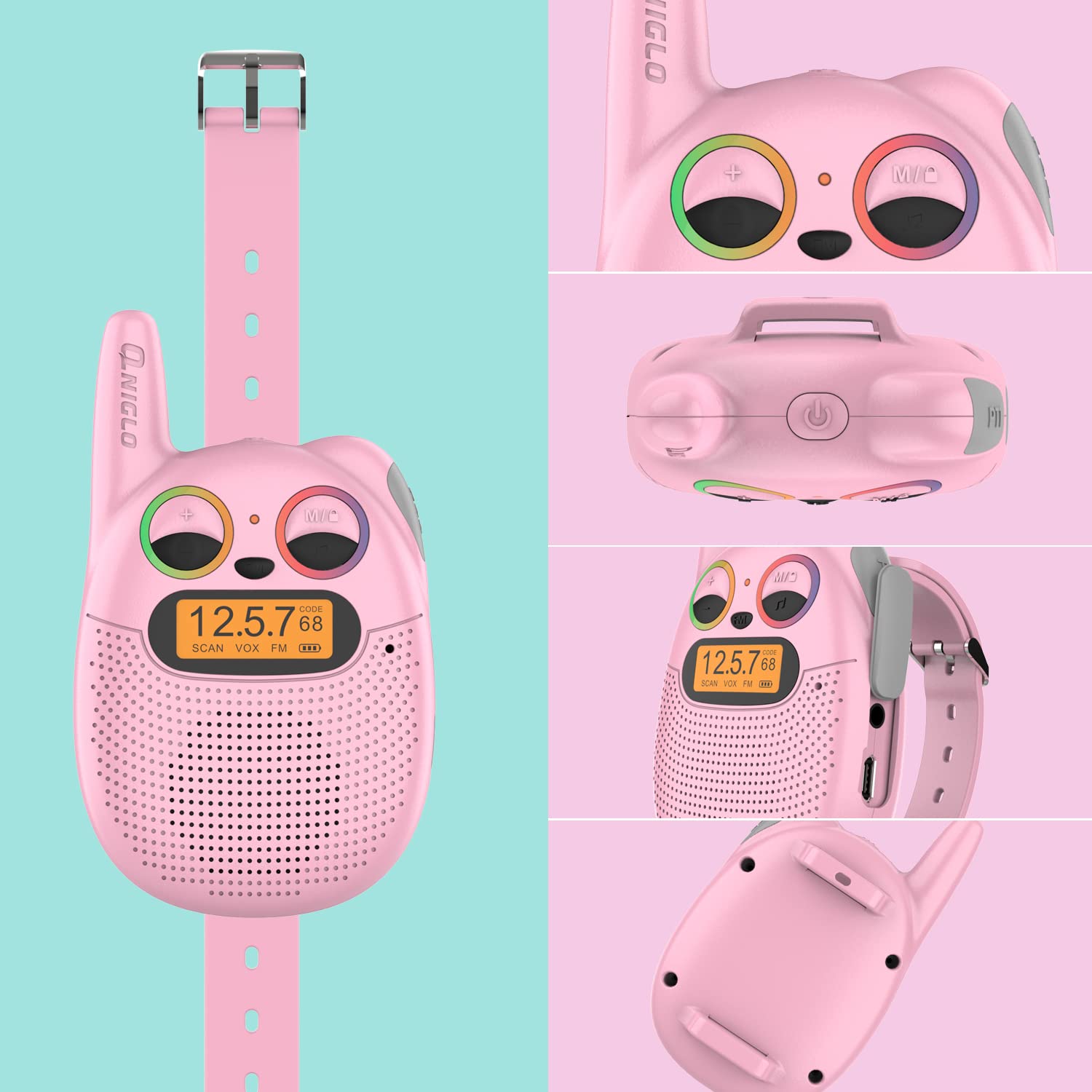 Kids Walkie Talkies Rechargeable - 2-Way Radios for Boys & Girls Ages 3+, Up to 2 Mile Range - Perfect for Outdoor Play, Camping & Birthday Gifts (Pink)