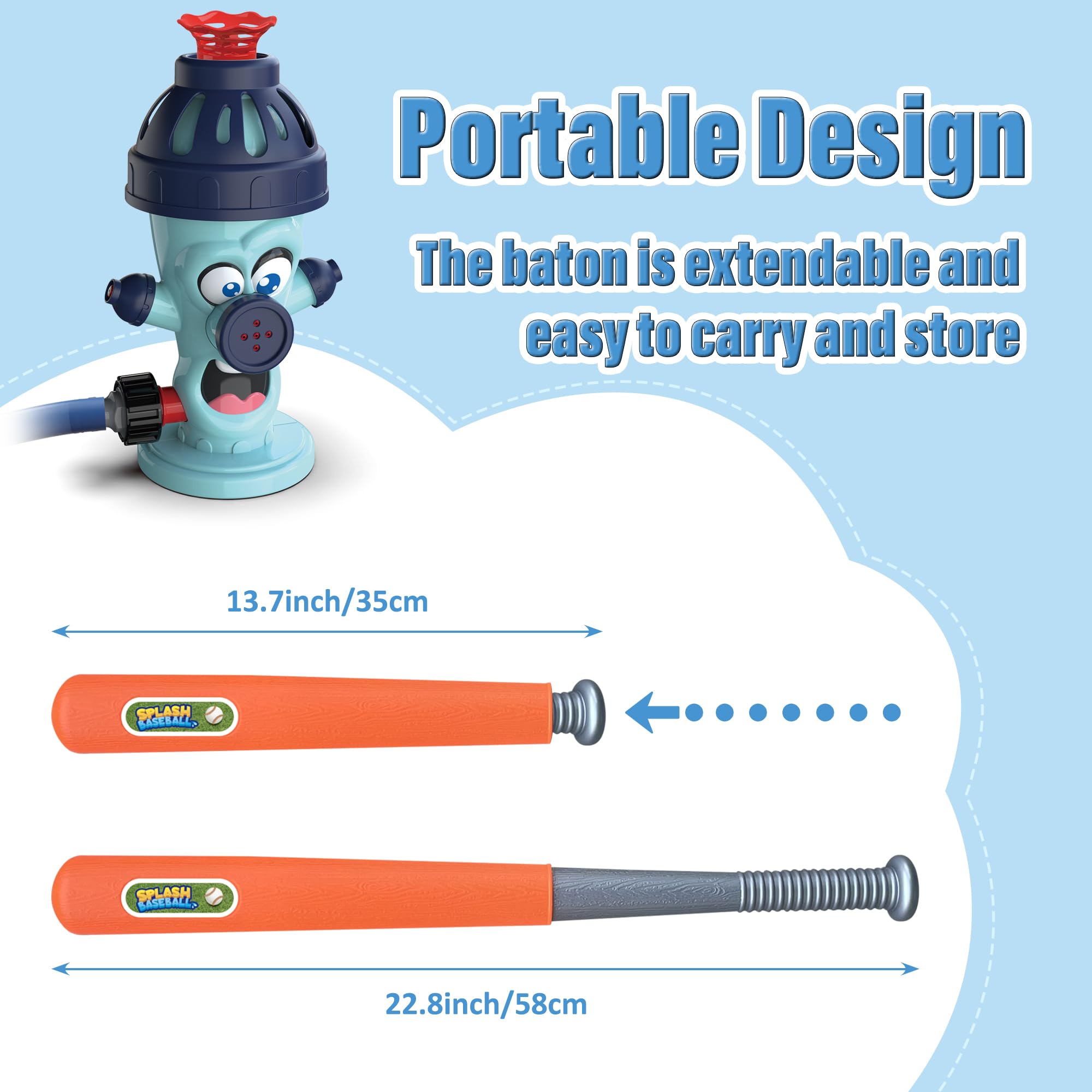 Fun Baseball Water Sprinkler Toy Set for Kids - Outdoor Summer Play Equipment with 2 Balls | Perfect for Backyard Games, Pool Parties & Birthday Celebrations | Safe for Boys & Girls Ages 3+ (A)