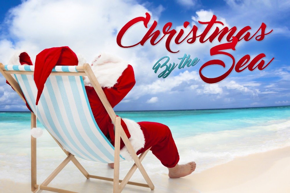 Santa on the Beach Wall Art - 16x24 Wrapped Canvas Christmas Decor for Coastal & Holiday Home Decoration | Perfect for Living Room, Bedroom, or Beach House