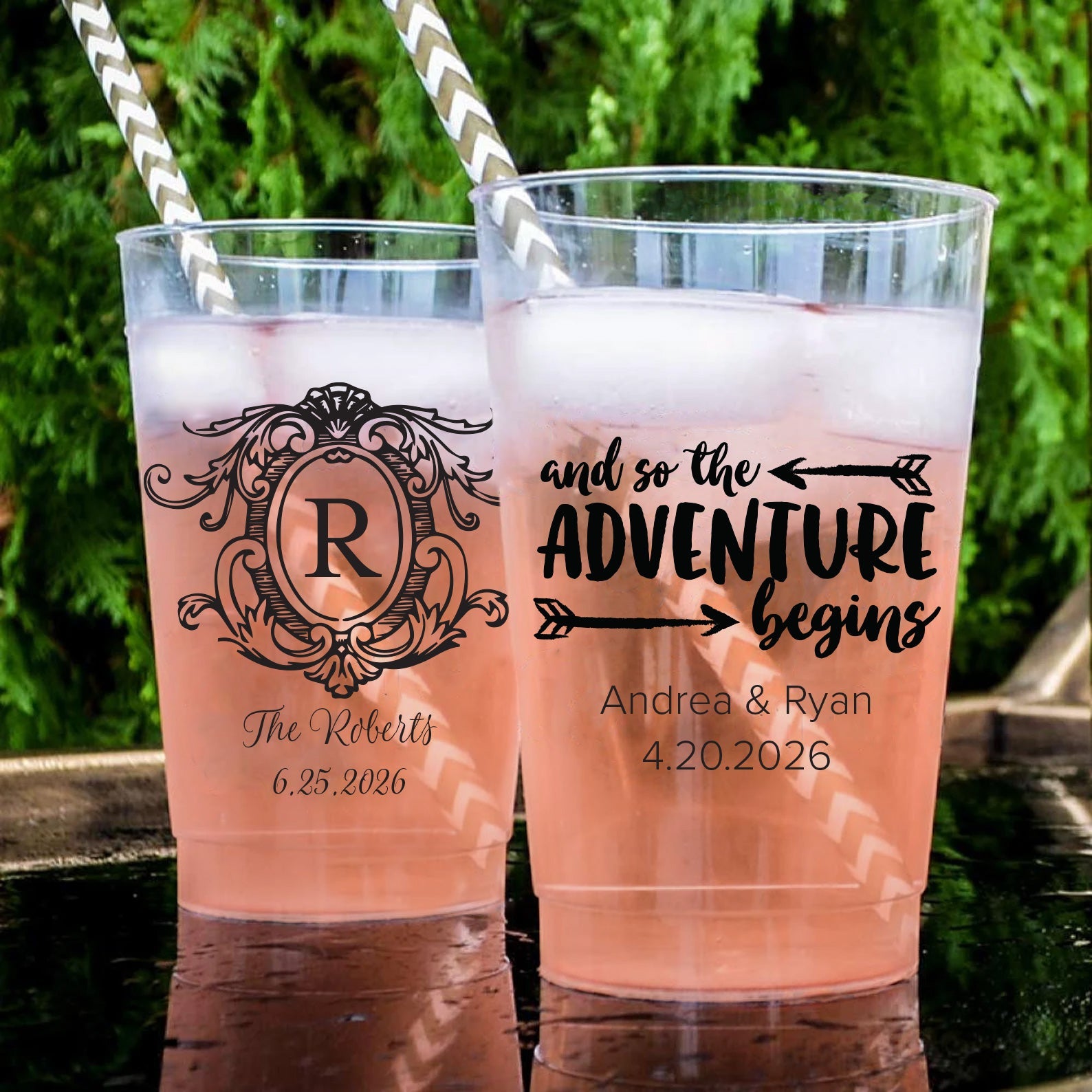 Custom Printed Hard Plastic Disposable Cups - 8oz/12oz/16oz Sizes - Perfect for Parties, Weddings & Corporate Events