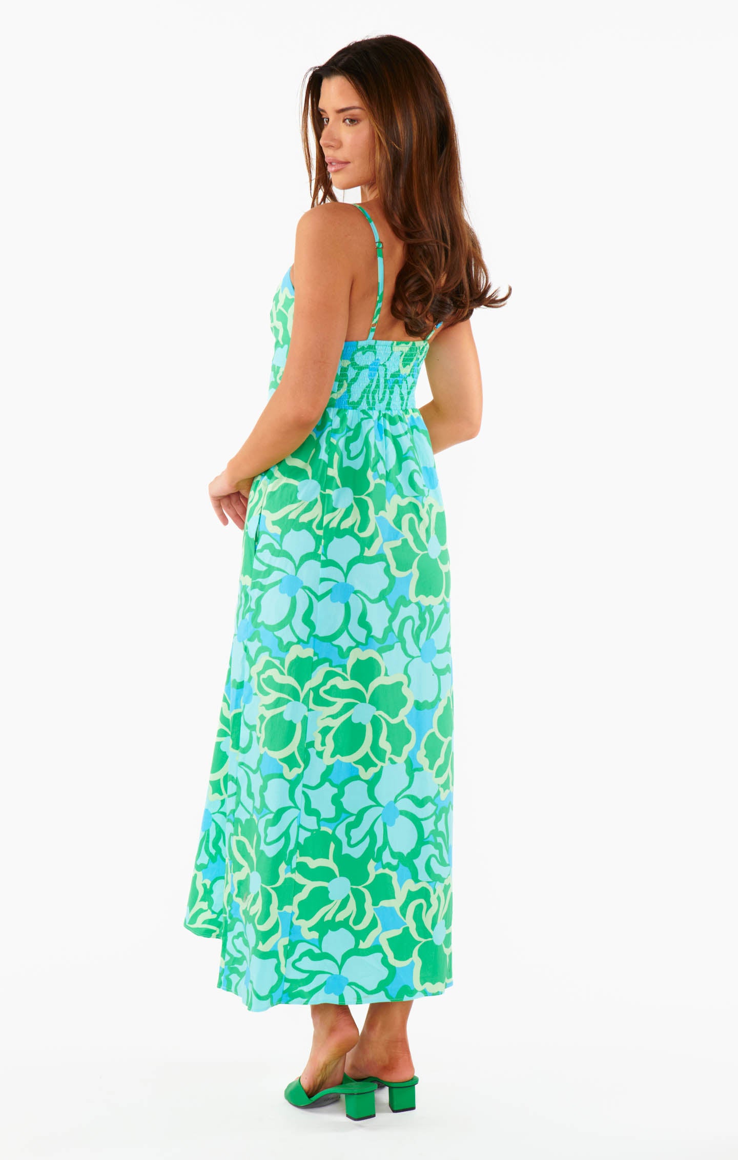 Allegra Midi Dress with Abstract Poppy Print - Floral Summer Dress for Women, Perfect for Beach Vacations, Garden Parties & Date Nights