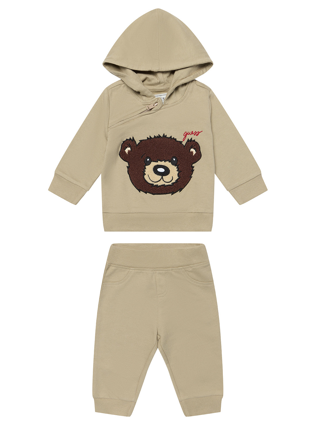 Beige Active Zip Hoodie and Pants Set for Baby Boys & Girls 0-18 Months - Soft Cotton Comfort Outfit for Playtime, Outdoor Adventures & Casual Wear