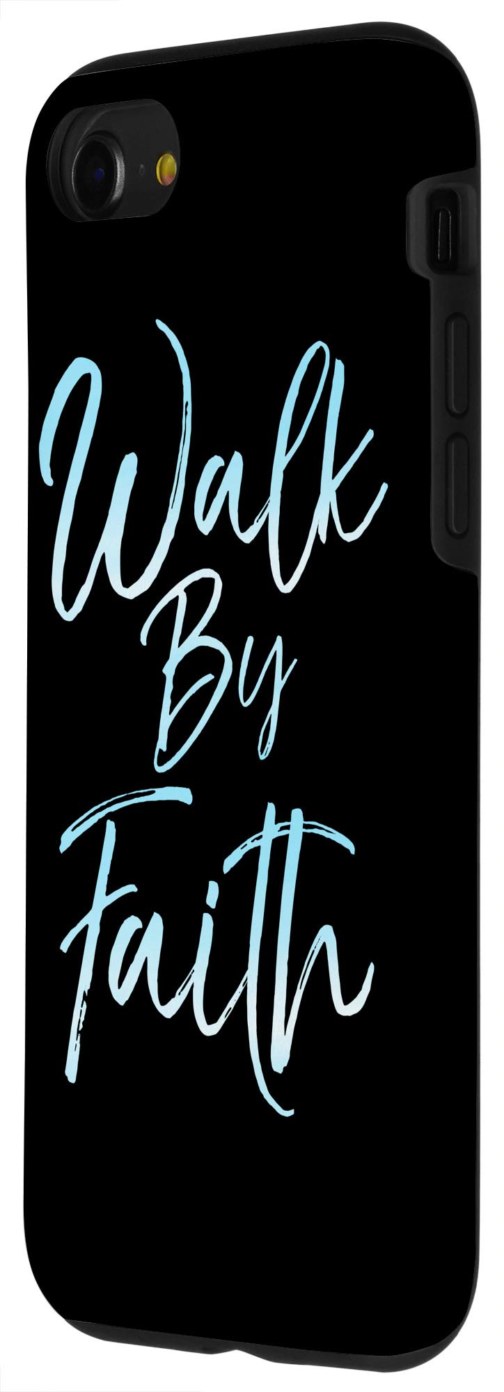 iPhone SE (2020)/7/8 Christian Faith Phone Case - Blue Watercolor Design with 'Walk by Faith' Inspirational Quote - Perfect Gift for Religious Women & Church Goers