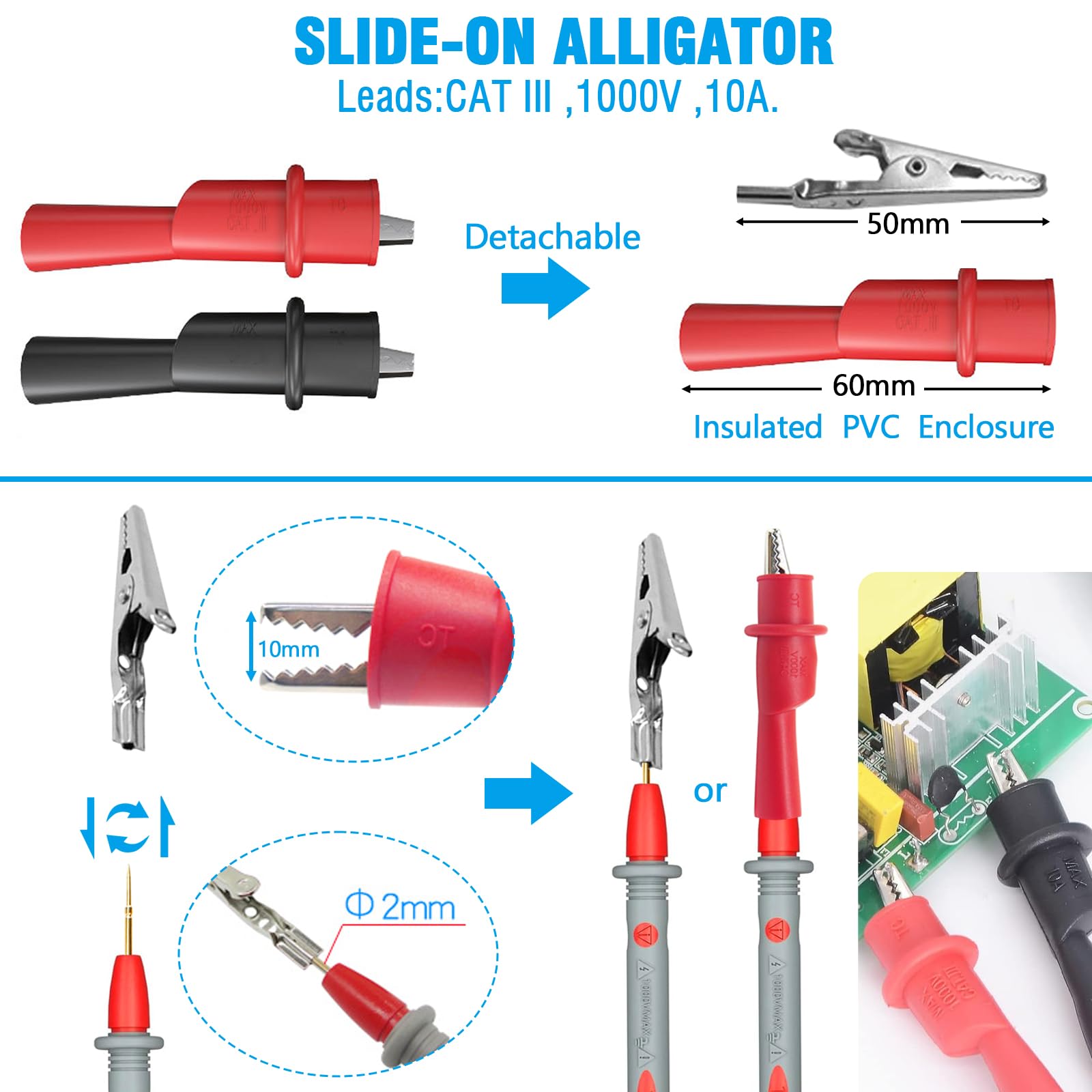 Professional Multimeter Test Leads Set with Alligator Clips - for Electric Circuits & DIY Experiments