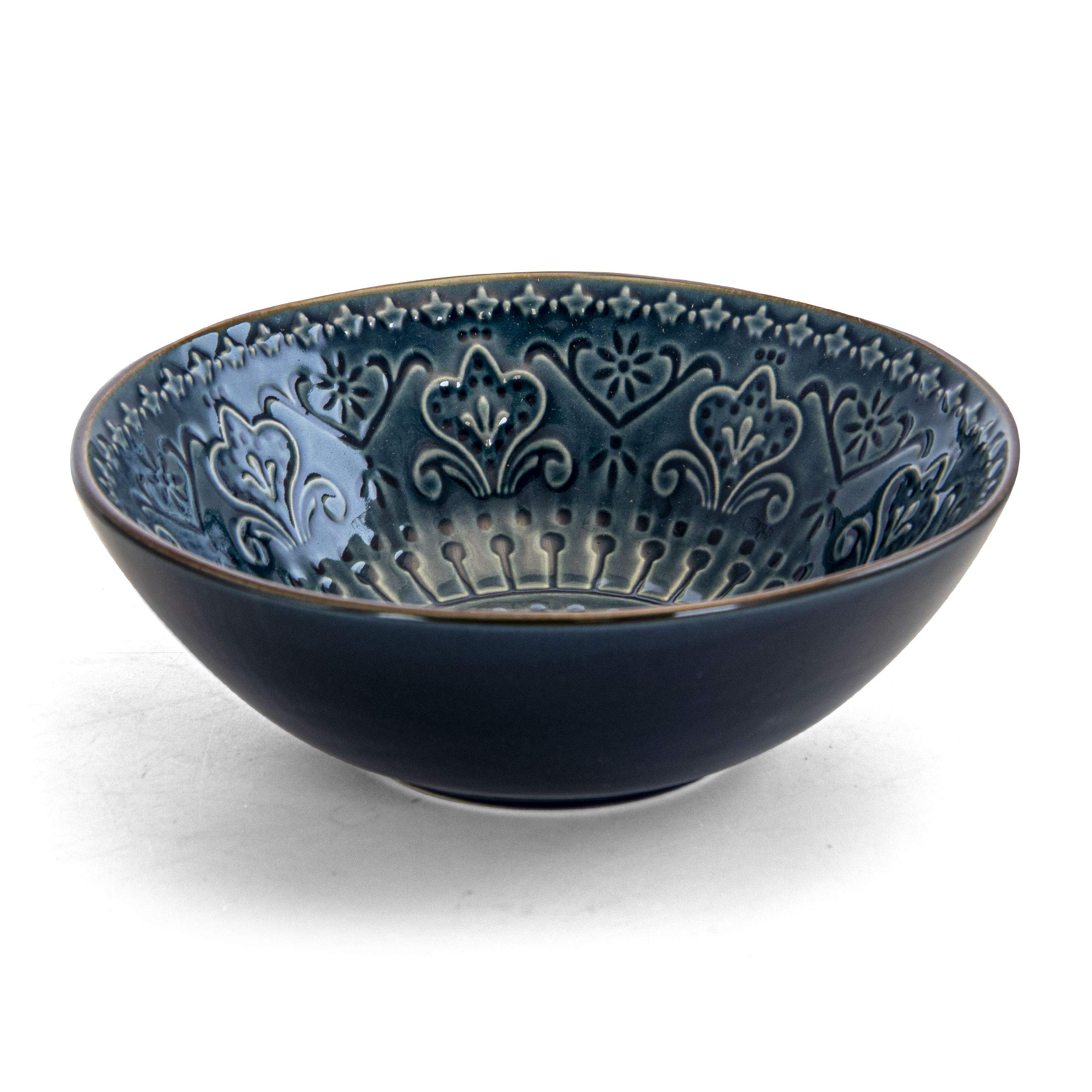 Elama Deep Sea Mosaic 16-Piece Stoneware Dinnerware Set - Elegant Dinner Plates, Bowls, Mugs & Serving Dishes for 4 - Perfect for Family Dinners, Entertaining Guests & Holiday Gatherings