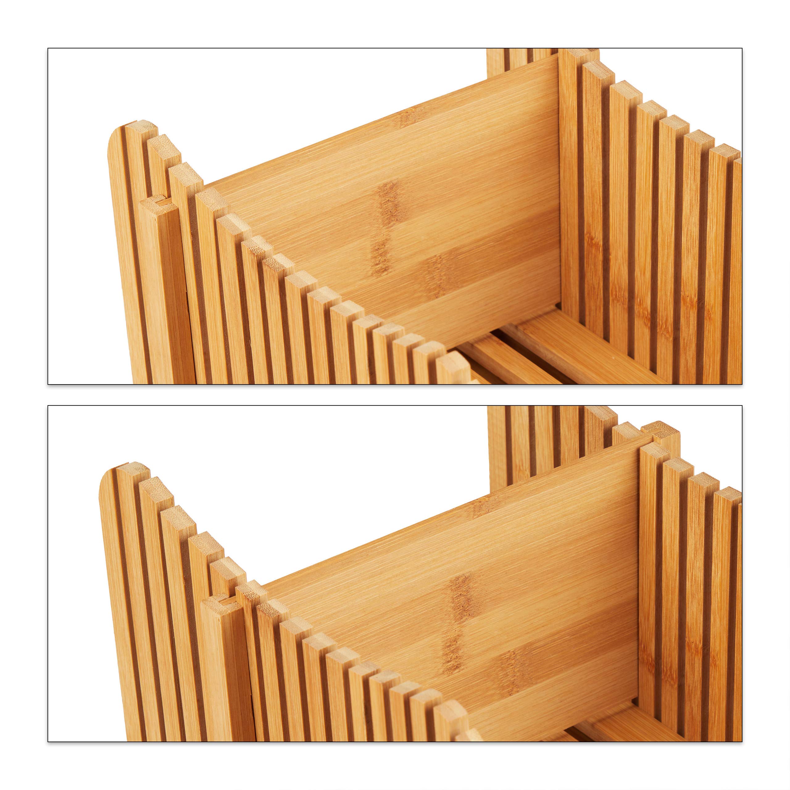 Relaxdays 10027486 Adjustable Bamboo Bread Slicer with Crumb Catcher - Perfect for Toast, Cake & Loaf Cutting - Natural Wood Cutting Board for Kitchen & Baking Enthusiasts