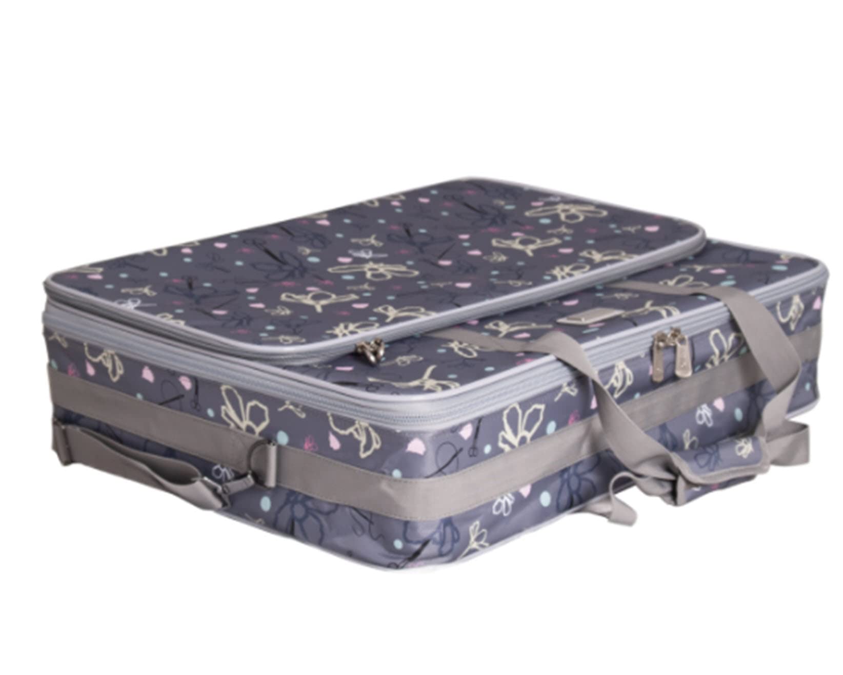 Tutto X-Large Emb Project Bag for Sewing & Craft Storage - Daisies Design in Black & Silver | Perfect for Quilting, Knitting & DIY Organization