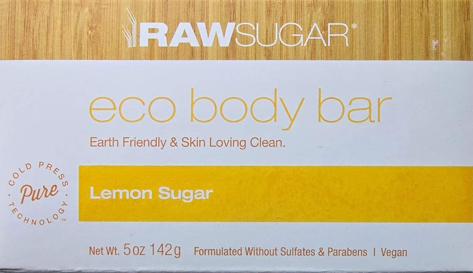 RawSugar Lemon Sugar Eco-Friendly Body Bar 5 oz - Natural Moisturizing Soap for Dry Skin, Vegan & Cruelty-Free - Perfect for Shower, Bath & Gift Sets