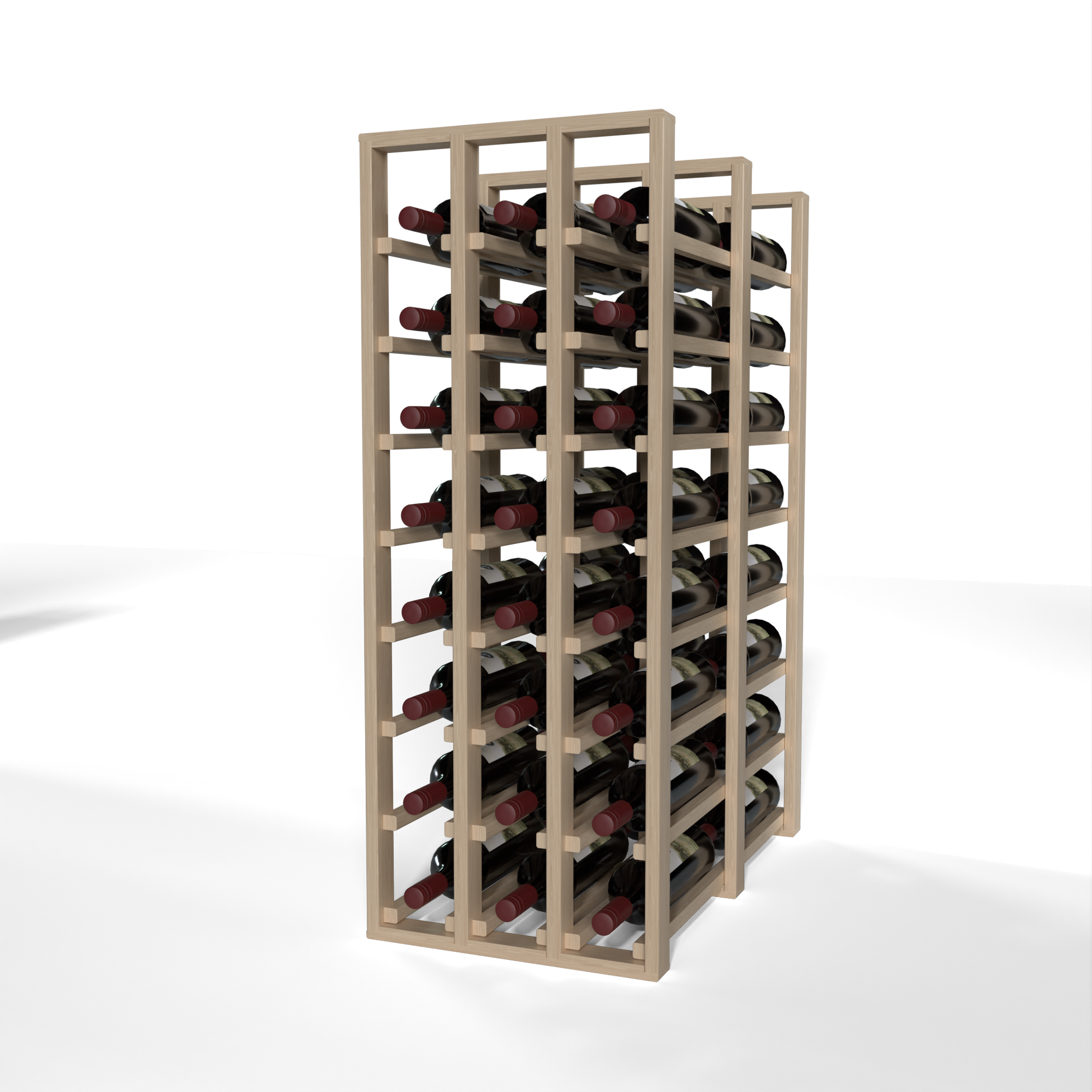 GrandCellar™ 3 Column Full Depth Double Deep Wine Rack - Holds 36 Bottles - Premium Wooden Wine Storage for Home, Restaurant, or Wine Cellar Organization