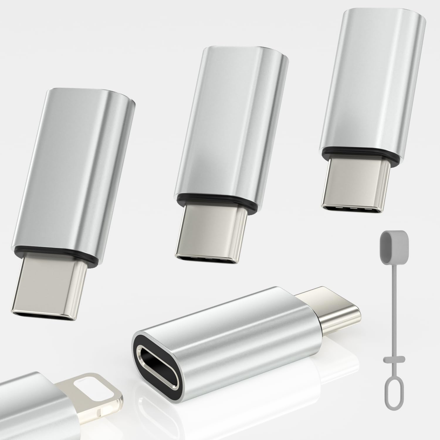 4 Pack Lightning to USB C Adapter for iPhone 16/16 Pro/16 Pro Max/16 Plus/iPhone 15/15 Pro, Samsung S24 - Fast Charging & Data Sync - Compatible with Type C Devices - Perfect for Travel, Office & Home Charging
