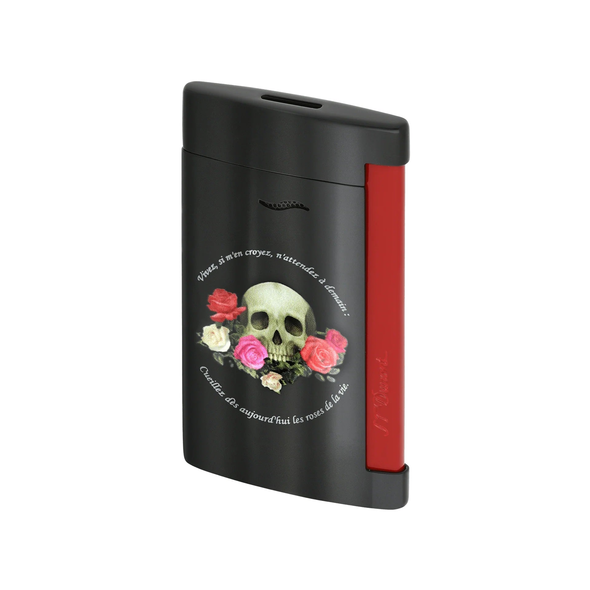 S.T. Dupont Momento Mori Slim 7 Black Torch Lighter - Premium Butane Lighter for Cigars, Candles & Outdoor Use - Elegant Gift for Men & Collectors