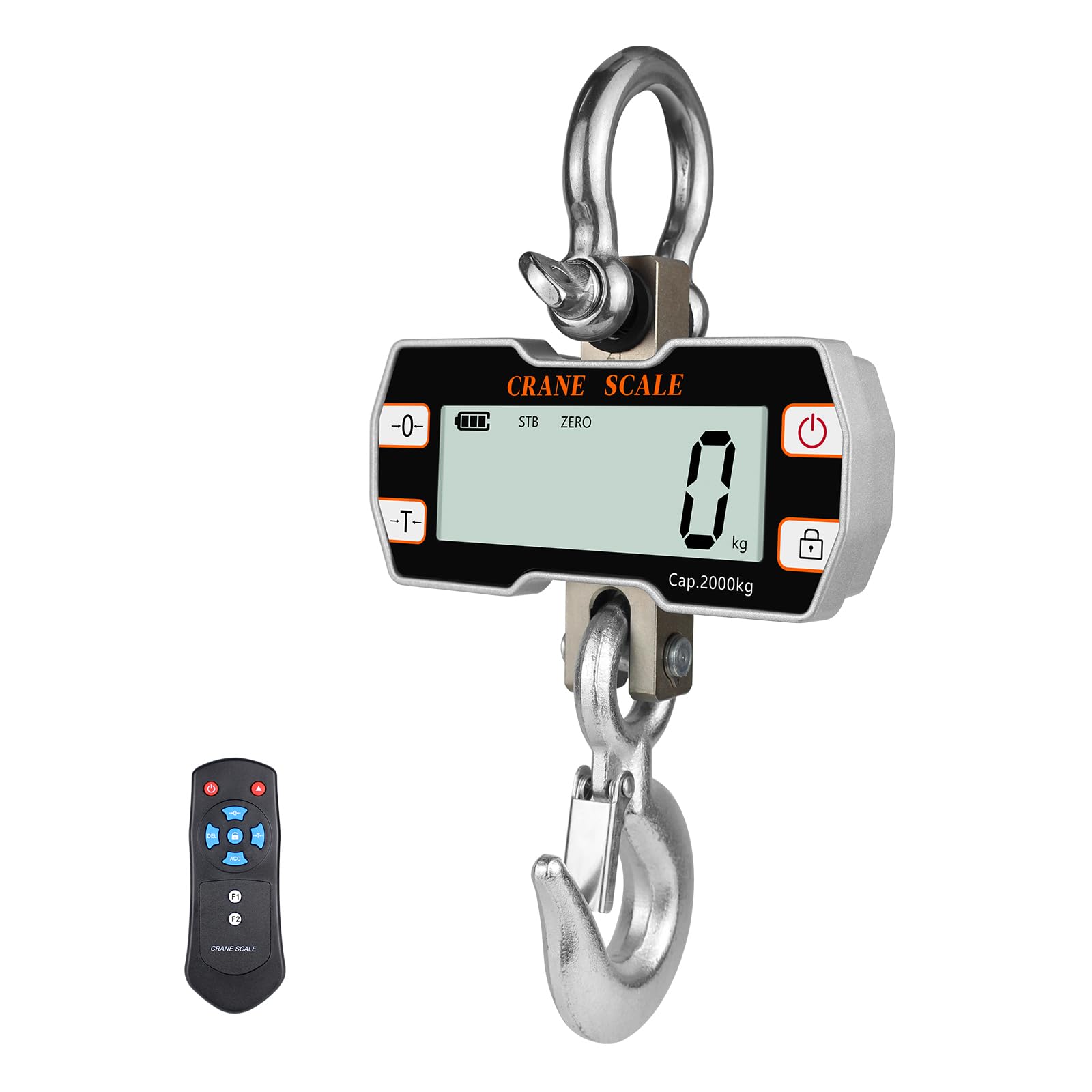 Hyindoor 2000kg/4400lb Digital Crane Scale with Remote - 2 Ton Heavy Duty Industrial Hanging Scale for Construction, Warehouses & Shipping