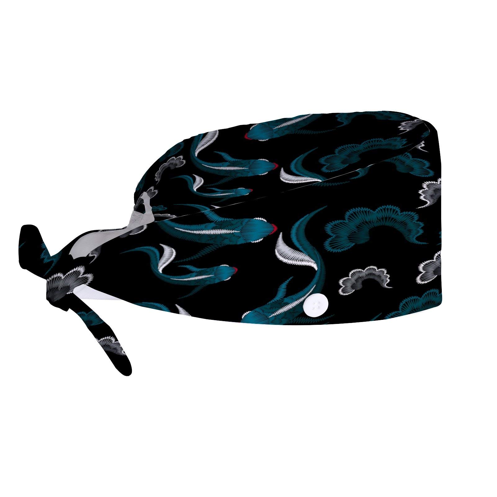 Adjustable Work Cap with Button Sweatband - Unisex Skull & Fish Design Hat for Men & Women - Perfect for Construction, Outdoor Work & Casual Wear