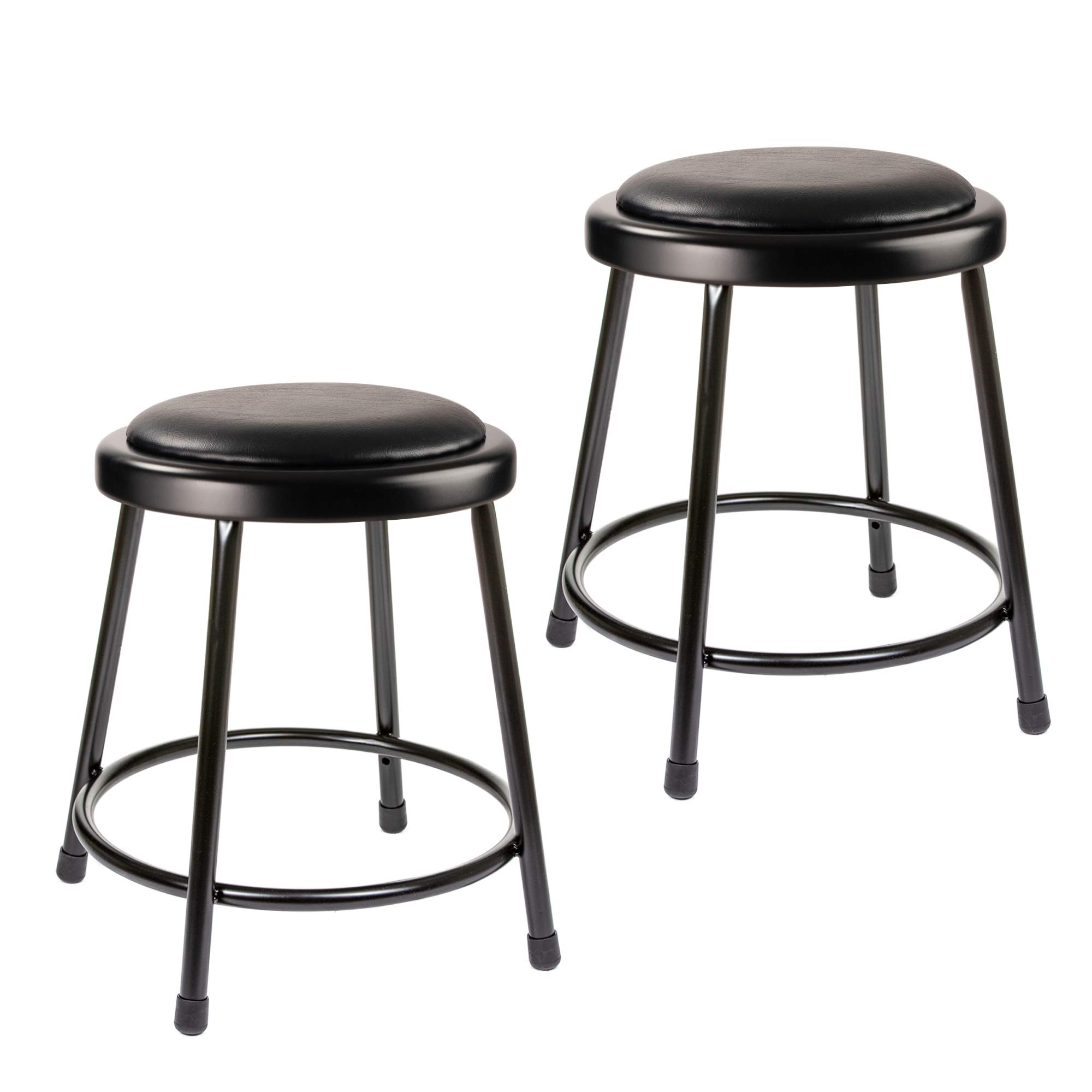 OEF Furnishings (2 Pack) Black Vinyl Padded Stool, 18