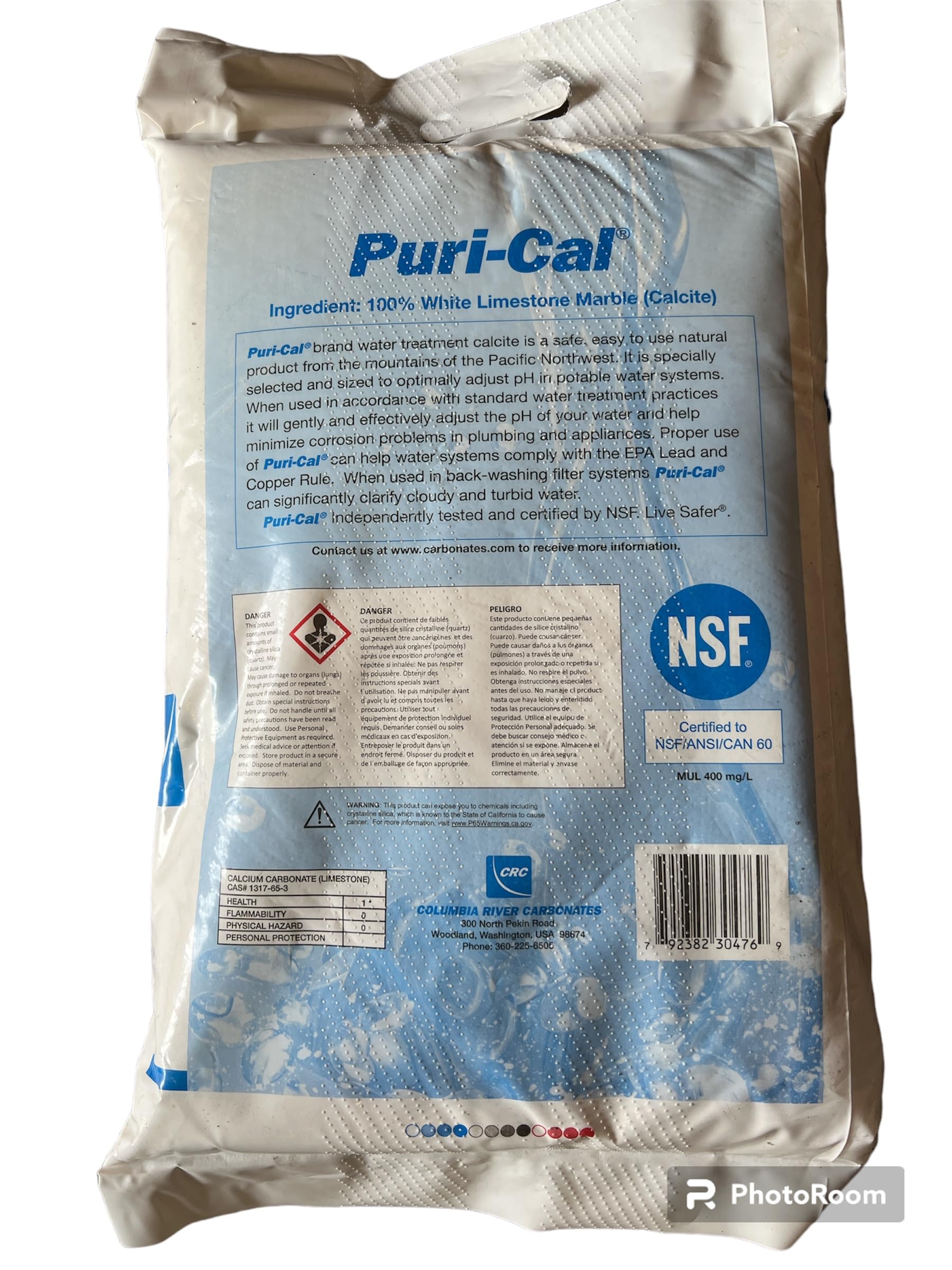 Calcite Calcium Carbonate pH Filter Media 1/2 cu ft - Whole House Water Filtration System - Neutralizes Acidic Water for Drinking, Showers & Appliances