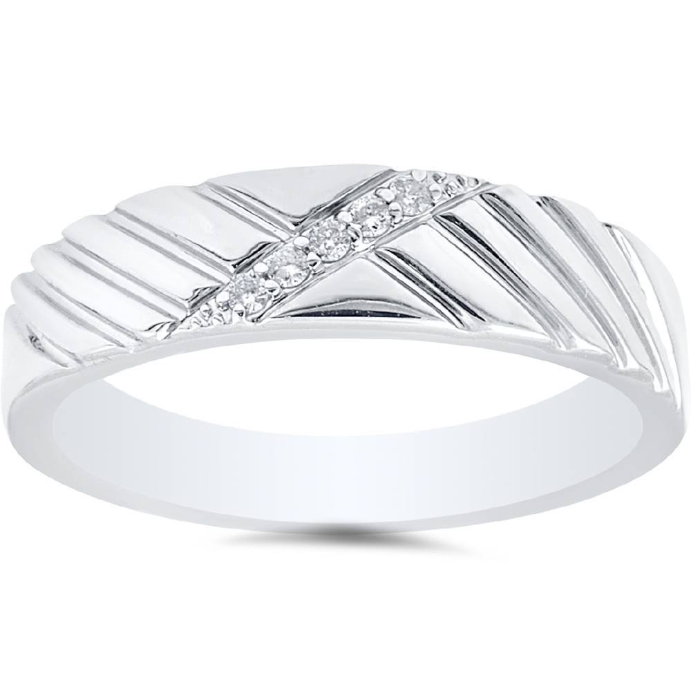 14K White Gold Men's Diamond Wedding Band Ring - Perfect for Engagement, Proposal & Anniversary Gifts
