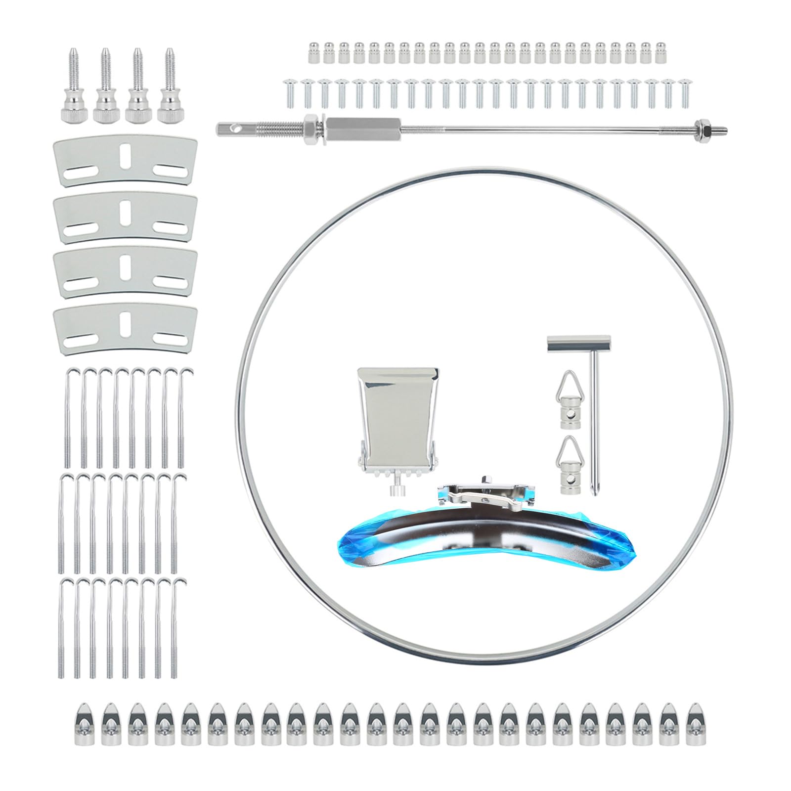 Premium Banjo Repair Kit - Adjustable Banjo Hooks, Steel Tension Hoop & Nut Parts for Banjo Maintenance | Silver Metal Bracket & Round Hook Accessories | Perfect for Banjo Players & Instrument Repair Shops