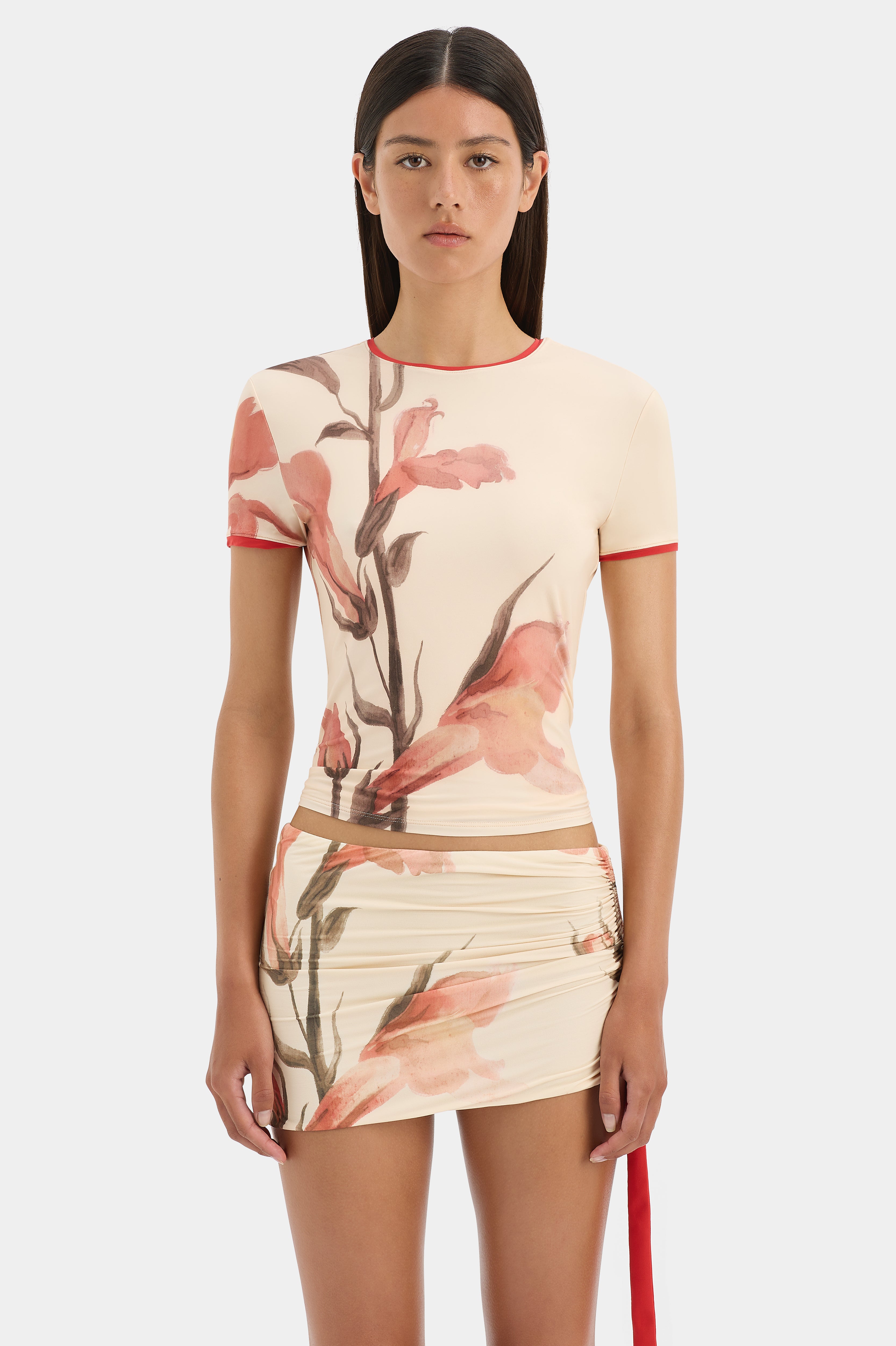 Stylish Hana Mini Skirt with Gladioli Floral Print - Perfect for Summer Outfits, Beach Vacations & Casual Dates