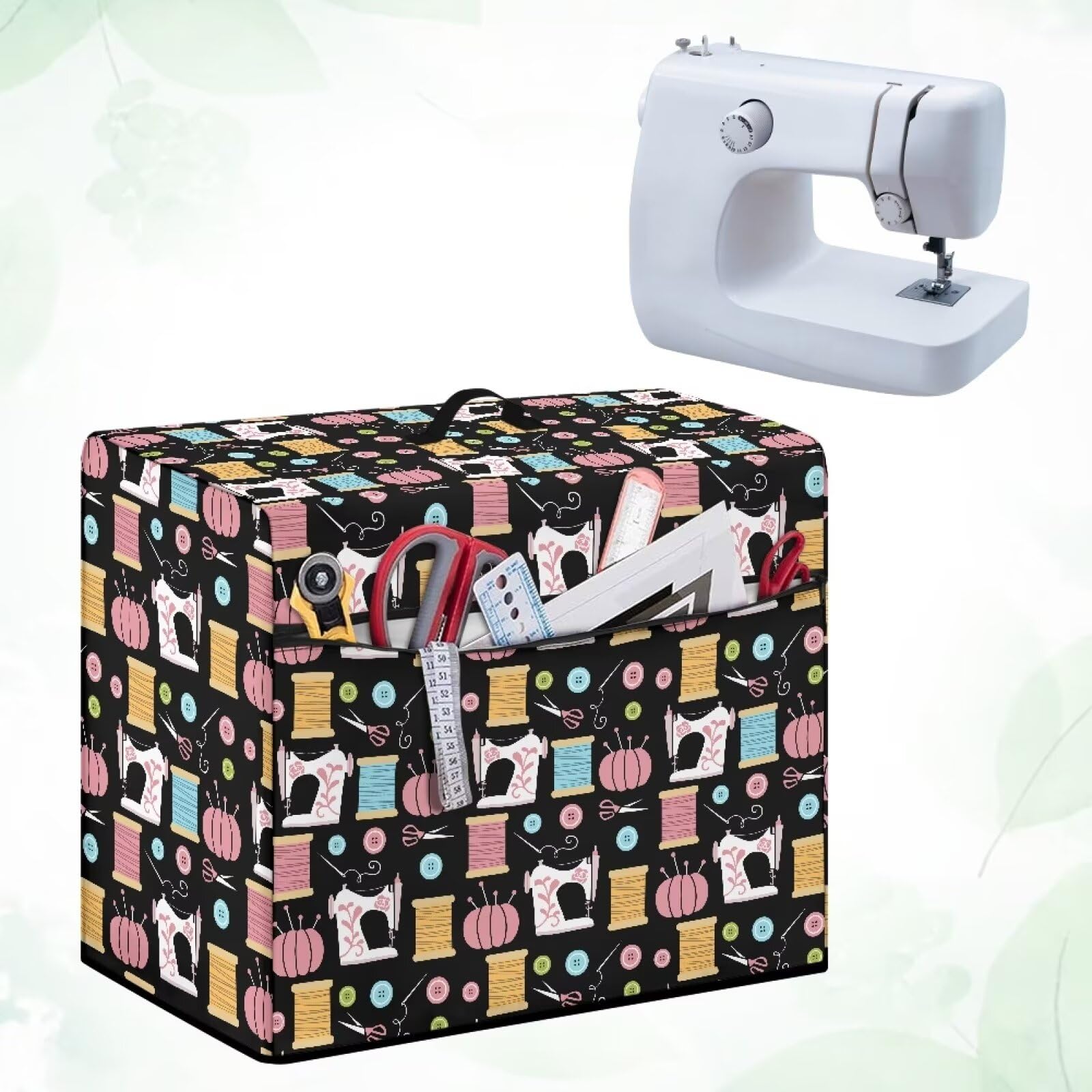 Universal Sewing Machine Cover with Pockets - Dustproof, Washable Fabric Protector for Most Standard Sewing Machines | Perfect for Home, Studio & Travel Use