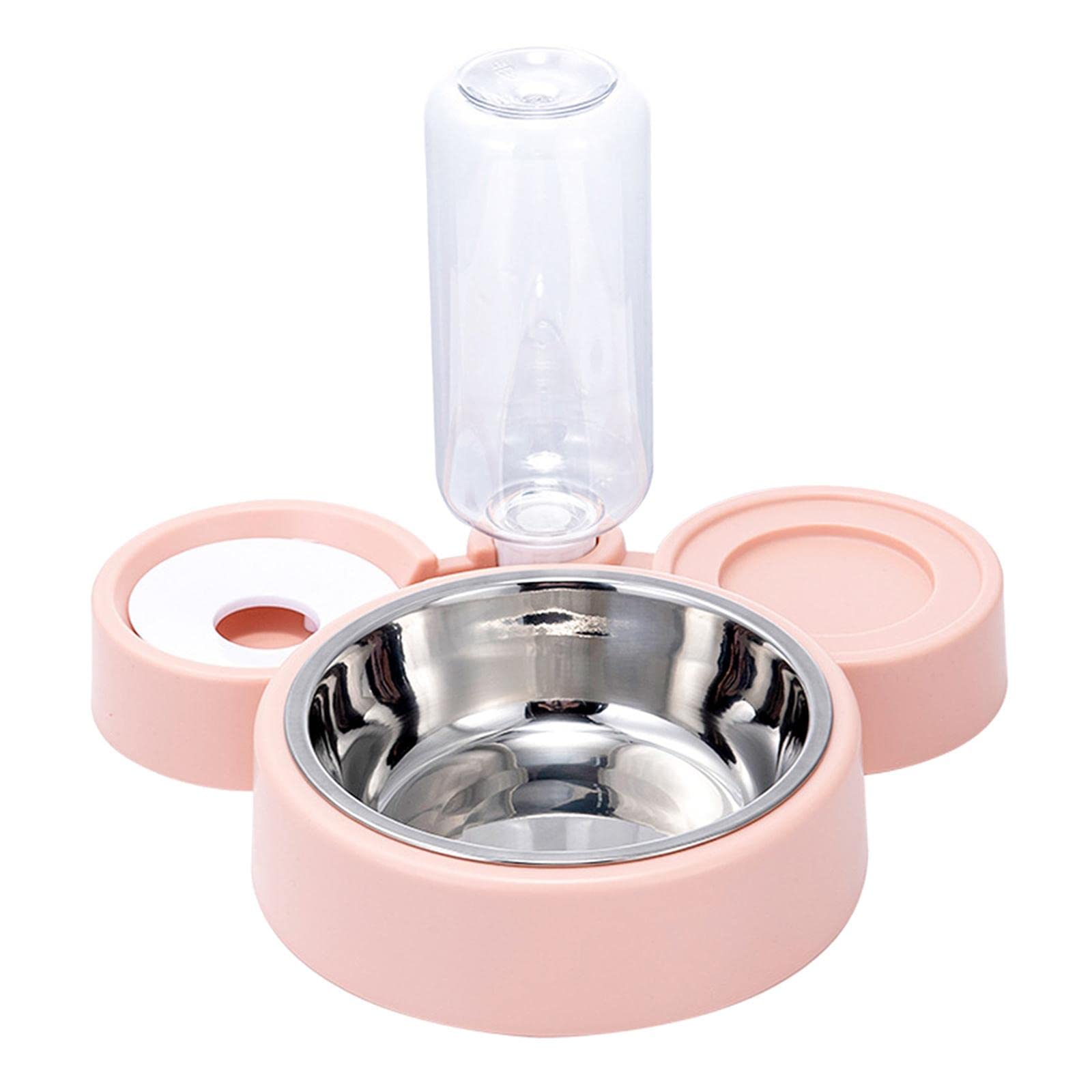 UJEAVETTE® Automatic Cat Feeder & Water Dispenser for Pets - Pink Food & Water Bowl for Dogs & Cats - Perfect for Home, Travel & Daily Feeding
