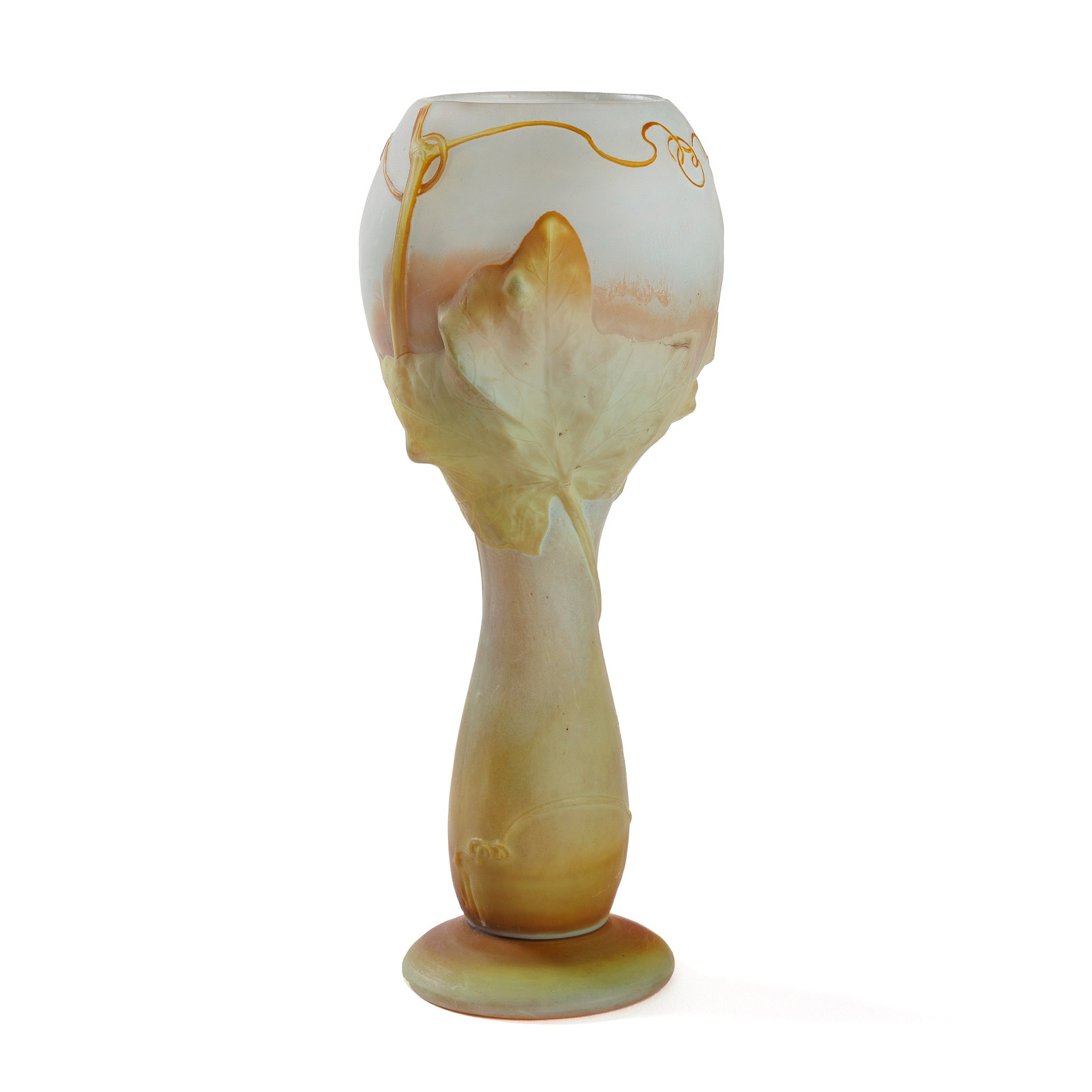Daum Nancy Fleur de Coloquinte Cameo Glass Vase - Antique French Art Nouveau Collectible - Perfect for Home Decor, Wedding Centerpieces & Luxury Gifts