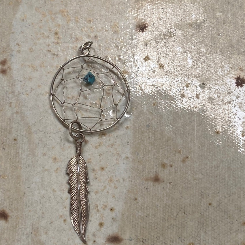 Authentic Sterling Silver Dreamcatcher Pendant with Genuine Turquoise Gemstone - Native American Inspired Jewelry for Women, Perfect for Boho Fashion & Spiritual Protection