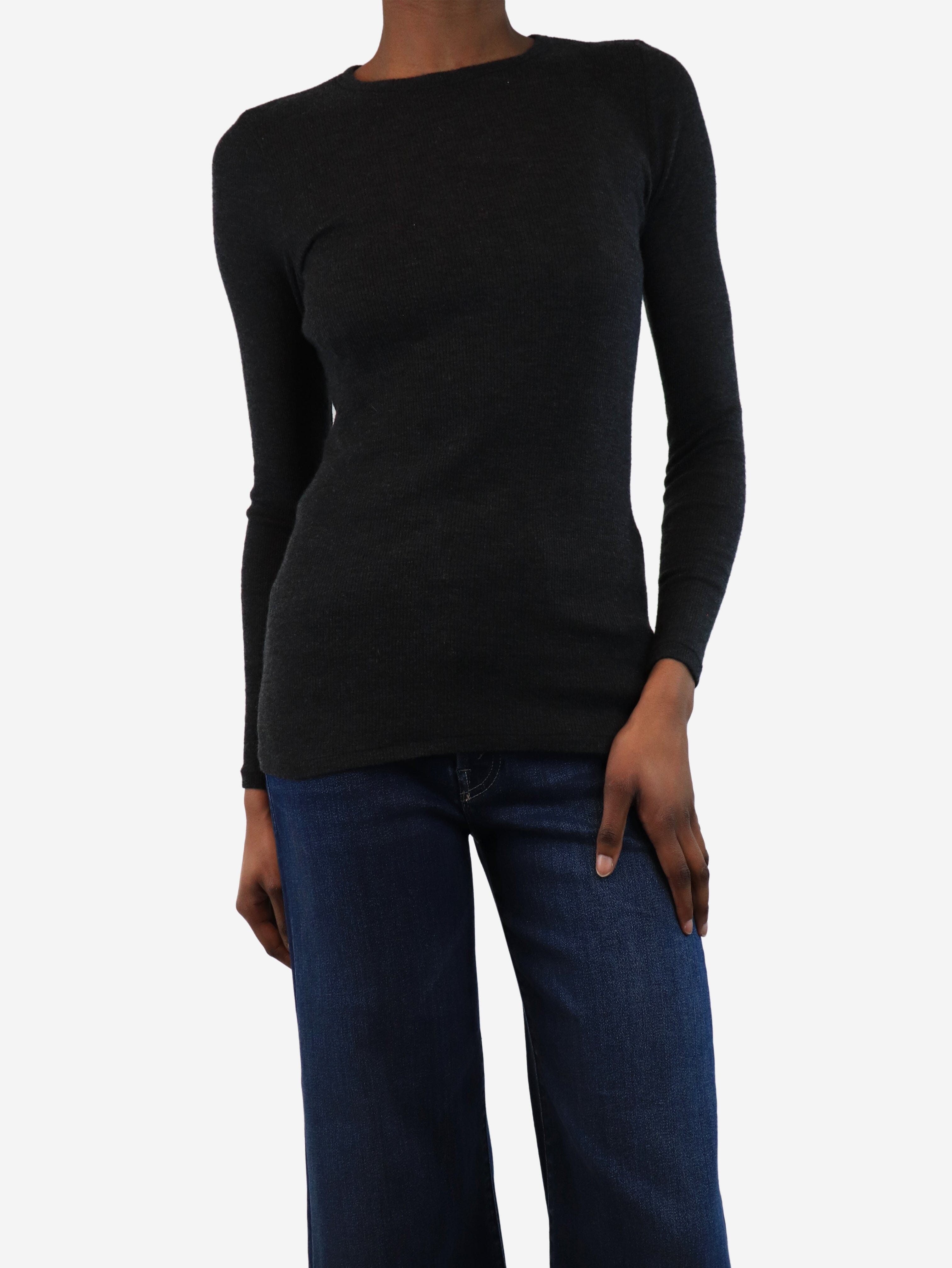 Charcoal Grey Knit Top Women's UK Size 4 | Soft Casual Pullover Sweater for Everyday Wear & Layering