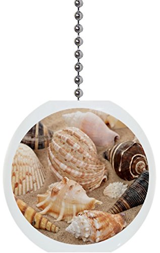 Seashells on Sand Ceramic Ceiling Fan Pull Chain - Coastal Decor for Bedroom, Living Room & Porch - Nautical Theme Home Accessory