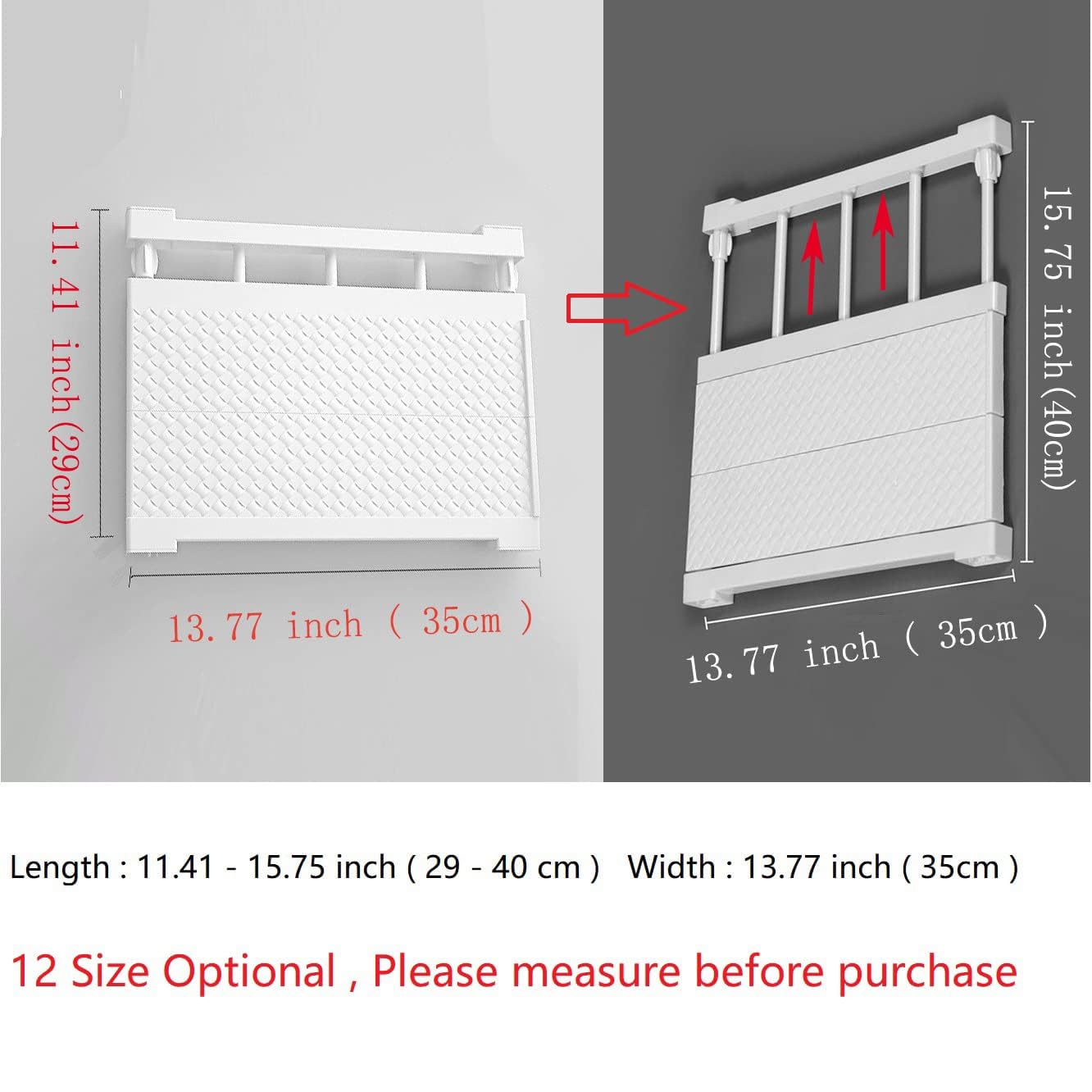 Space Saving Adjustable Wall Mounted Shelf Organizer - White Closet Storage, Kitchen Rack, Wardrobe Cabinet Holder (11.41-15.75