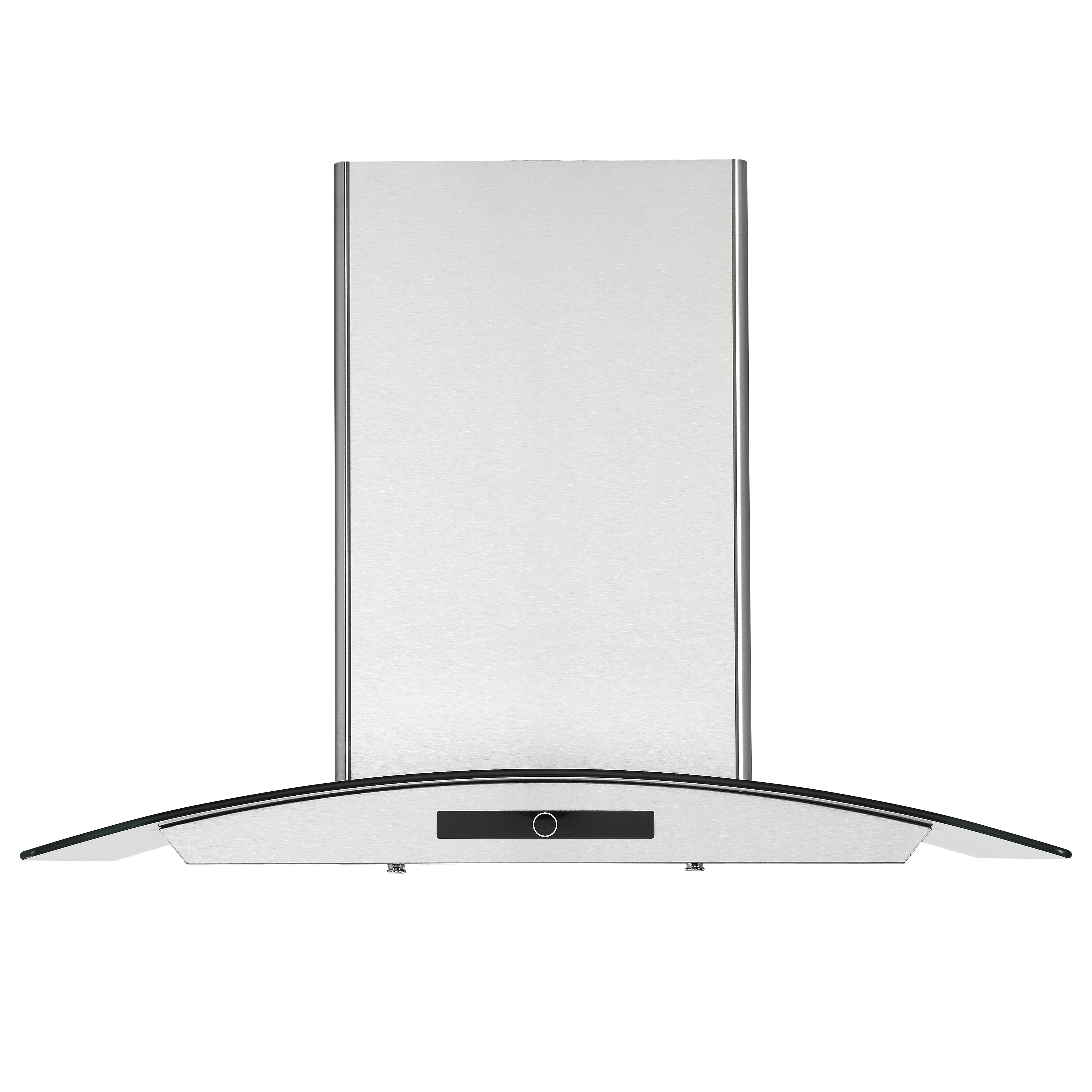 30 Inch Stainless Steel Convertible Wall Mount Range Hood with Glass Canopy - Perfect for Modern Kitchens, Open Shelving & Island Cooking Areas
